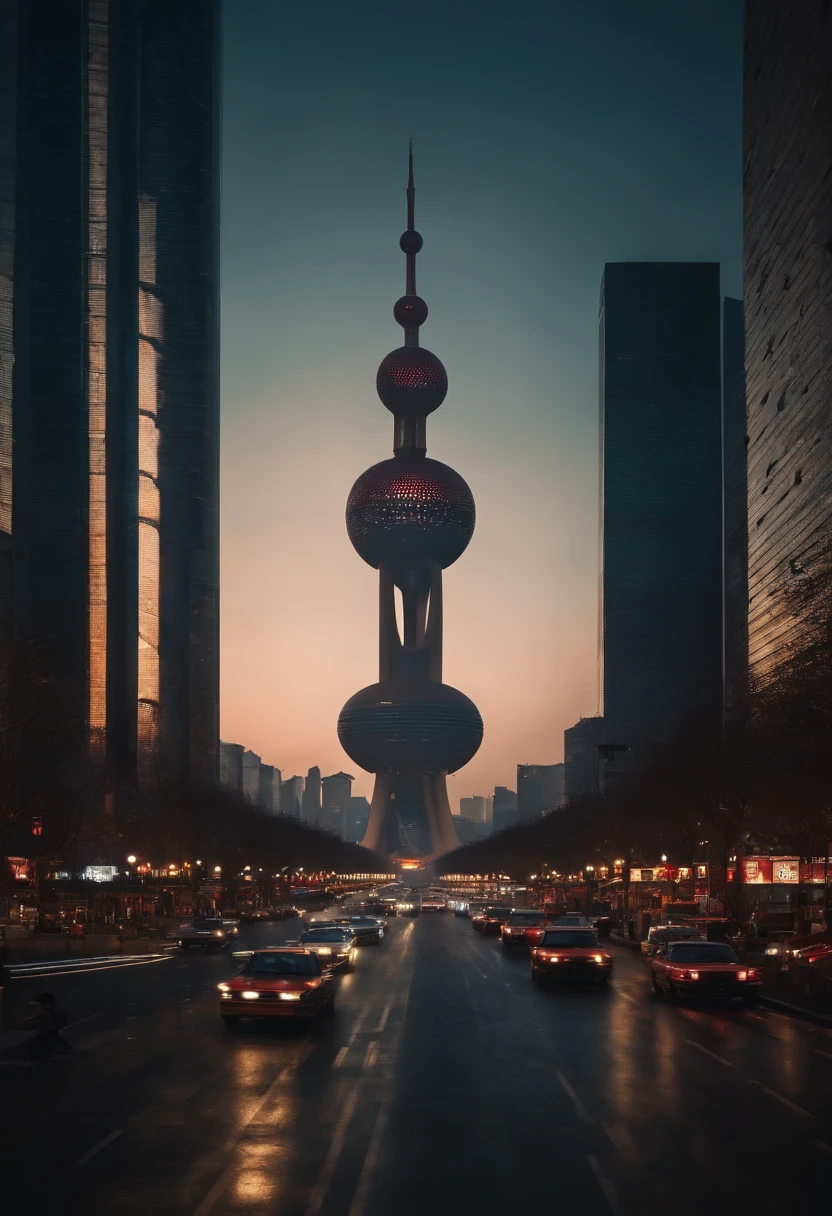 Beijing in the 80s,extraterrestial,spaceship,中景 the scene is