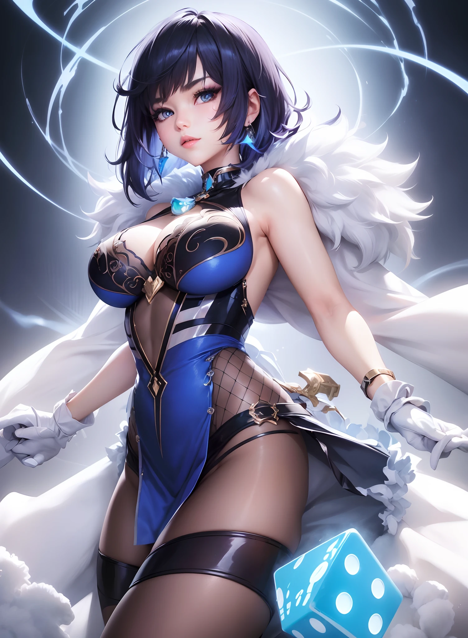 (masutepiece: 1.3), (max resolution: 1.2), (Ultra HDTV: 1.2), cinematric light, Detailed eyes and skin, detailed facial features, Resolution in 8K, Perfect Style, Beautiful face, acurate, Anatomically correct, Highly detailed facial and skin texture, Detailed eyes, 二重まぶた, tthin eyebrows, Glitter Eyeliner: 1.2, Natural cheeks, shinny skin, Fair skin: 1.2, Shiny little necklace, (Glossy lips: 1.4), (State-of-the-art clothing:1.2)、 (mischievous look: 1.2),Little Devil Woman , Highly detailed facial and skin texture, Detailed eyes, large shiny earrings, shiny lips: 1.4,Exposed cleavage,Full-body angle of view,Beautiful eyes, long, A sexy,Have sex appeal,Dynamic angle of view,Pose Seductive,Physical beauty,long legged,beauty legs,Thin leg。