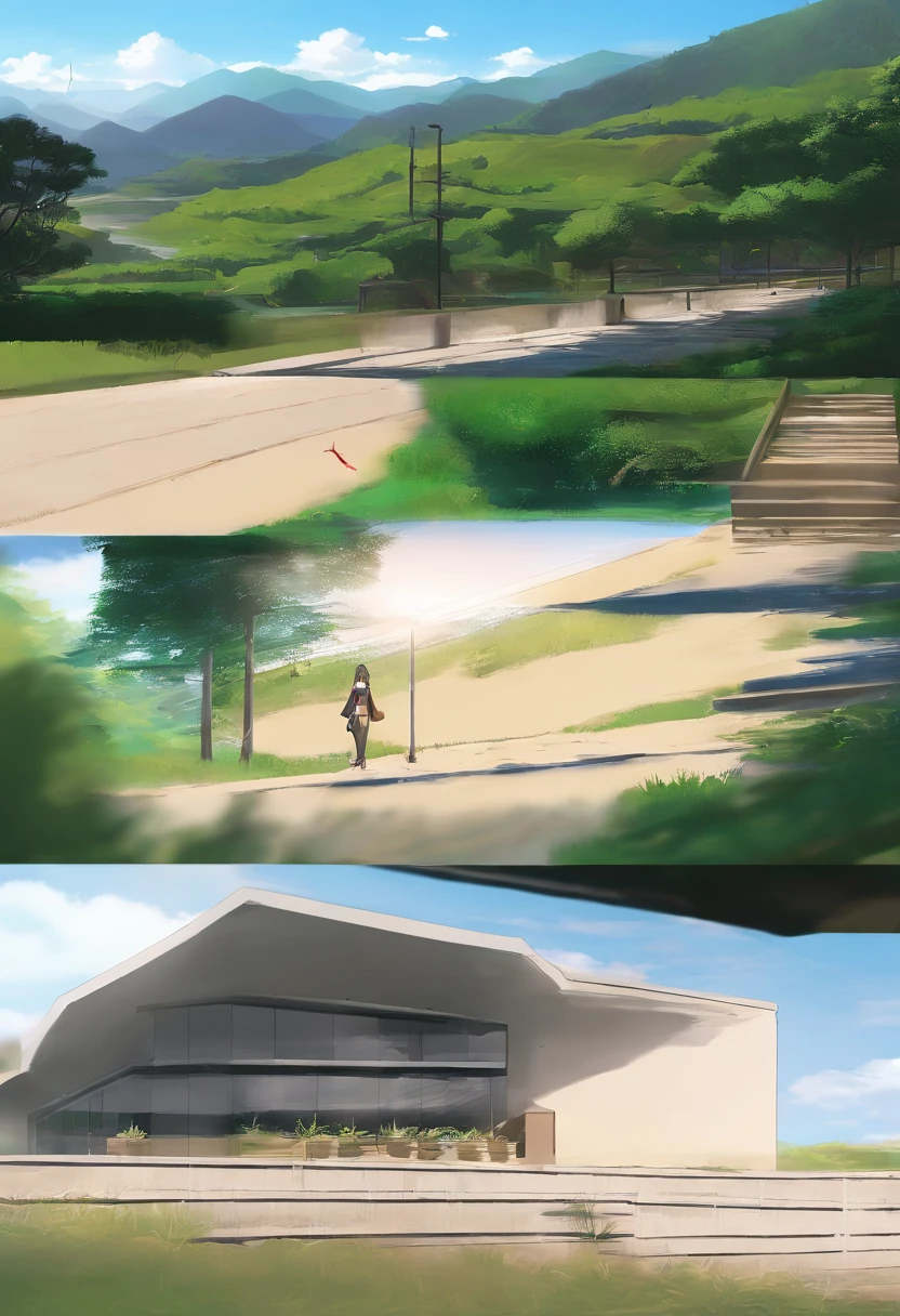 (((Comic storyboard))),comic strip,Two-dimensional picture,Manhwa Style,Makoto Shinkai animation style,Makoto Shinkai animation film art style,Ultra-wide angle of view,China-style,a town with beautiful scenery,Faraway view,Vivid and bright colors,super-fine,ultra - detailed,high qulity,8K ,oc rendered,dynamic viewing angle,Hyper Real,Ultra photo realsisim