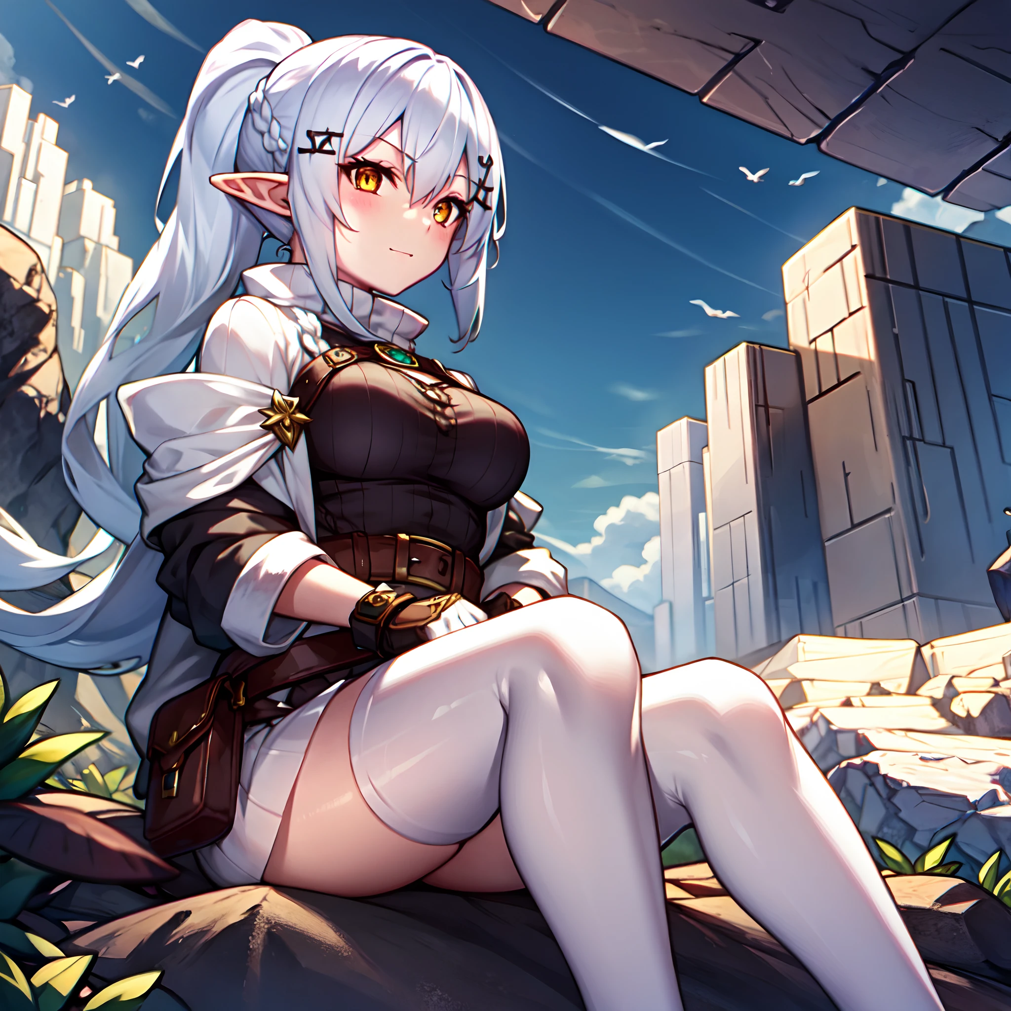 Mountains，Naked elves，tmasterpiece，Highest image quality，jk，a sailor suit