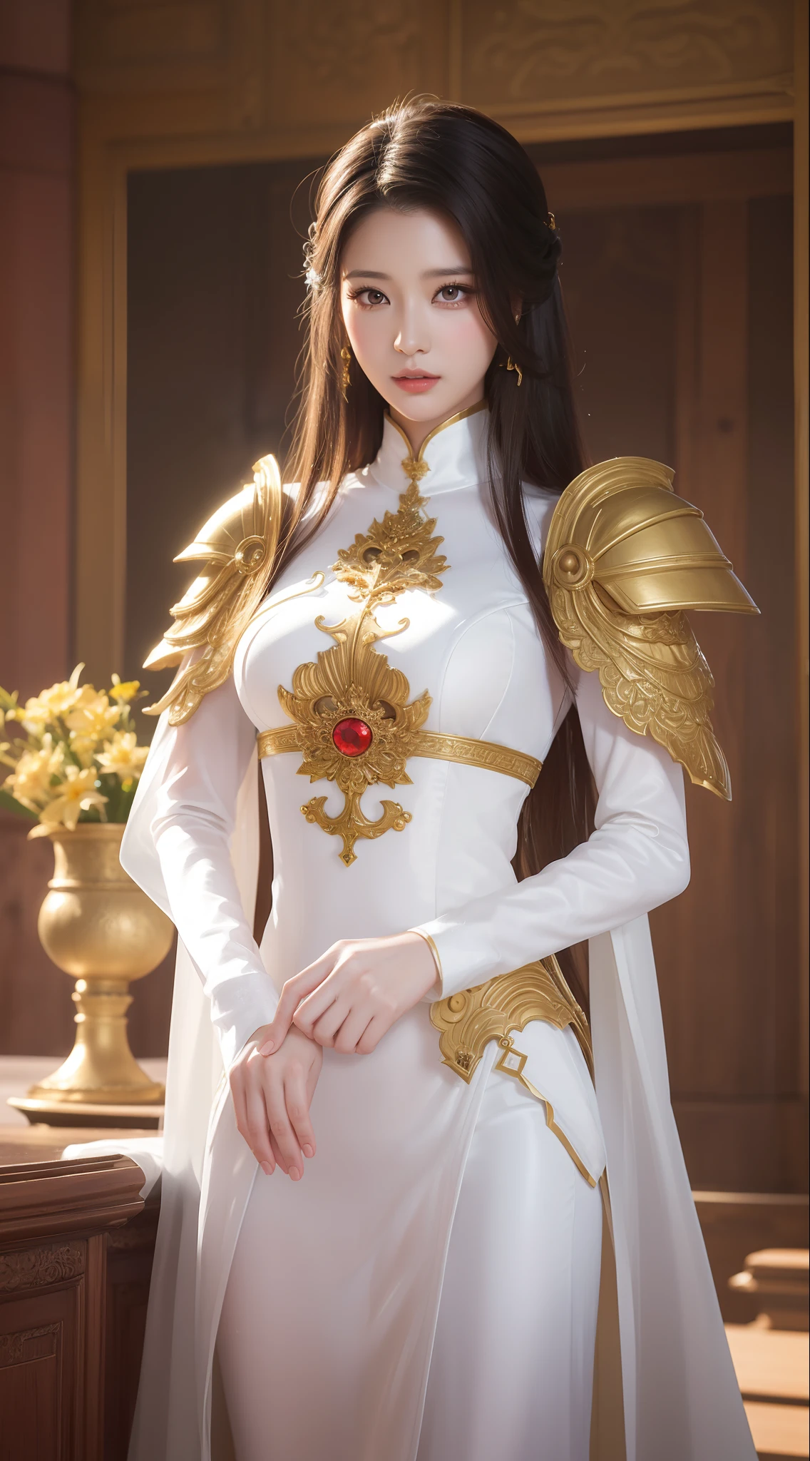 Asian woman in white dress with long hair and jewelry, Beautiful digital artwork, a beautiful fantasy empress, beautiful fantasy art, Beautiful character painting, digital fantasy art ), author:Fan Qi, beautiful fantasy maiden, by Yang J, Chinese fantasy, Ruan Jia and Artgerm, beautiful and seductive anime woman, Artgerm and Ruan Jia, Fantasy Woman
