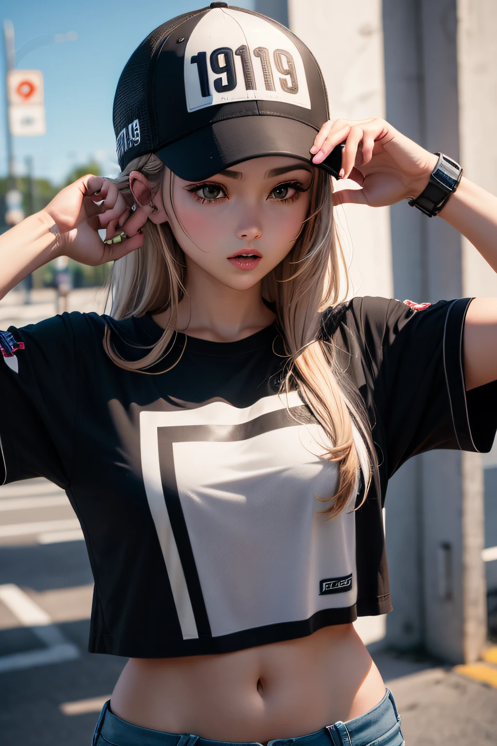 text "199x", hat, t-shirt