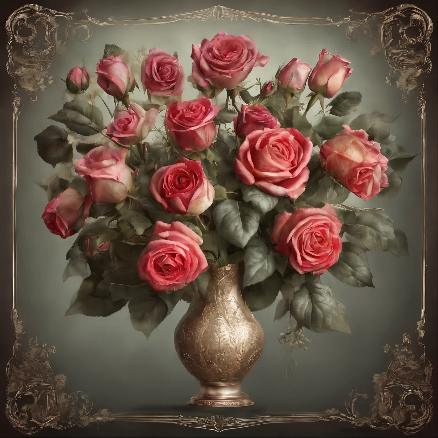 ((Magnificent wedding bouquet of roses)), art station trend, Super detailed, Crazy detailing, Stunning, Intricate, elite, Jugendstil, ornate, liquid wax, elegant, luxurious, ink style, Sticker, vector art, Double exposure shot, Luminous design, Winning bet, Masterpiece, AMOLED-black background,