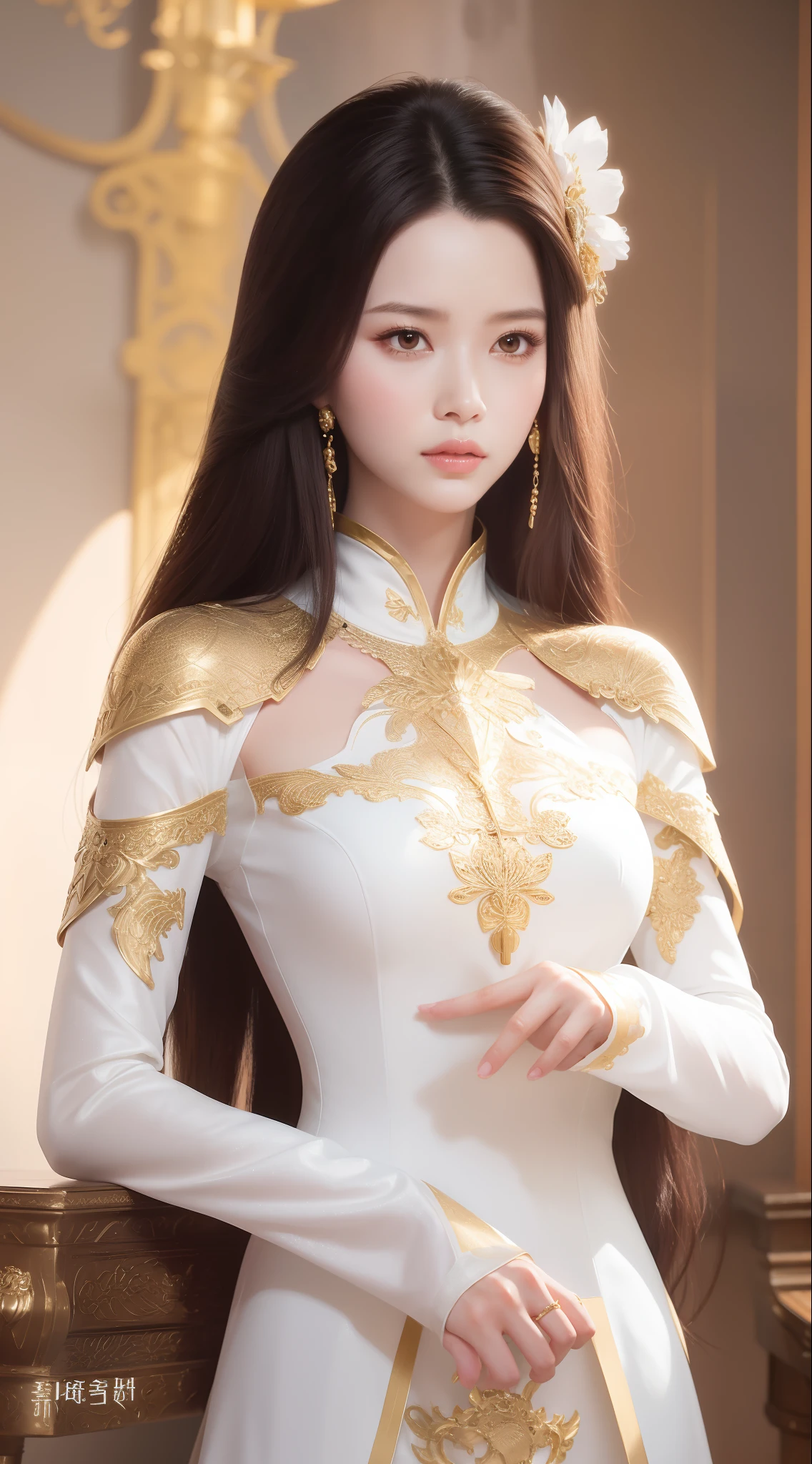 Asian woman in white dress with long hair and jewelry, Beautiful digital artwork, a beautiful fantasy empress, beautiful fantasy art, Beautiful character painting, digital fantasy art ), author:FAN Qi, beautiful fantasy maiden, by Yang J, Chinese fantasy, Ruan Jia and Artgerm, beautiful and seductive anime woman, Artgerm and Ruan Jia, Fantasy Woman