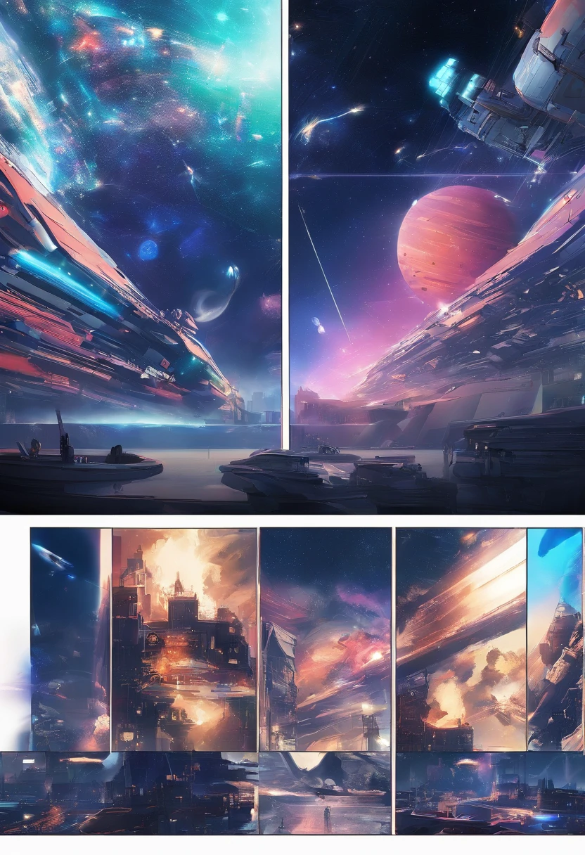 (((Comic storyboard))),comic strip,Two-dimensional picture,Manhwa Style,Makoto Shinkai animation style,Makoto Shinkai animation film art style,Ultra-wide angle of view,China-style,a town with beautiful scenery,Faraway view,Vivid and bright colors,super-fine,ultra - detailed,high qulity,8K ,oc rendered,dynamic viewing angle,Hyper Real,Ultra photo realsisim