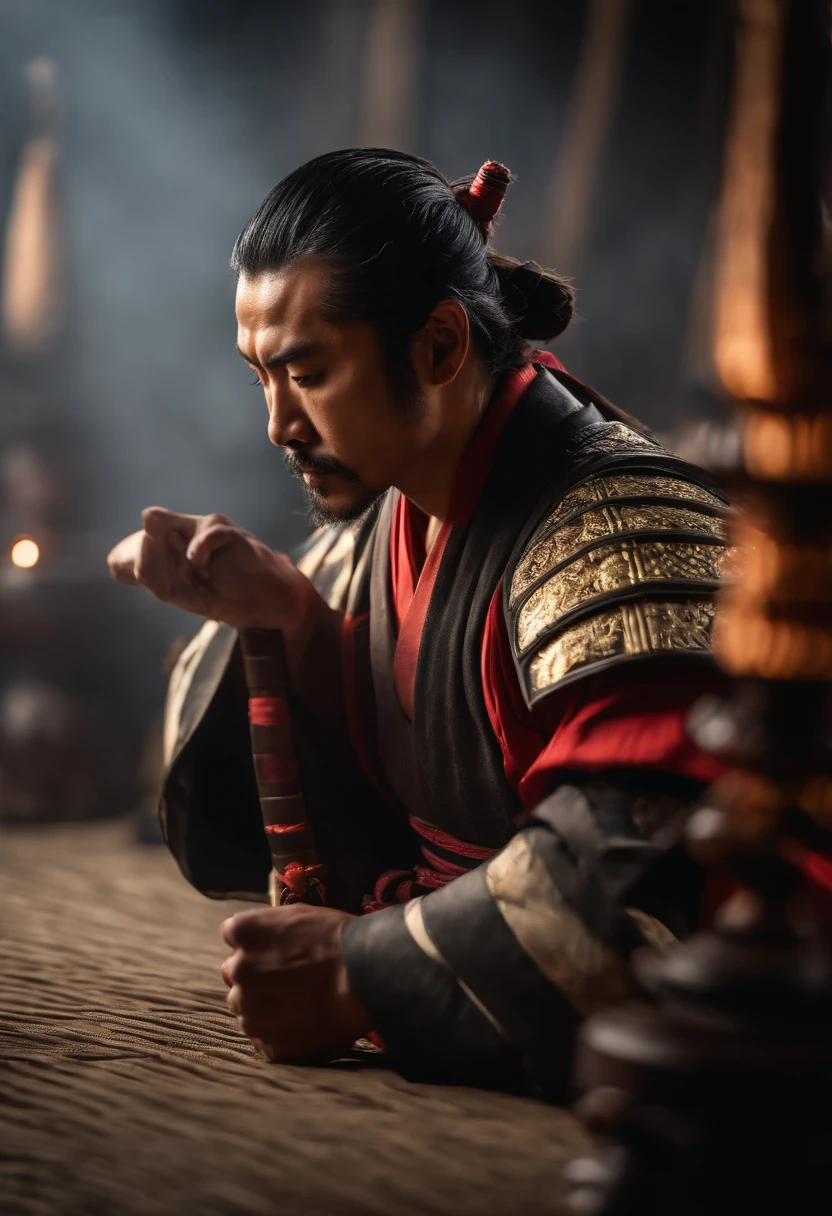 SAMURAI REALISTA MEDITANDO DE JOELHOS (obra-prima) (8k high resolution) (melhor qualidade) (Ultra Definition) (Ultra realista)(Foto RAW) (Foto realista) (bright illumination)