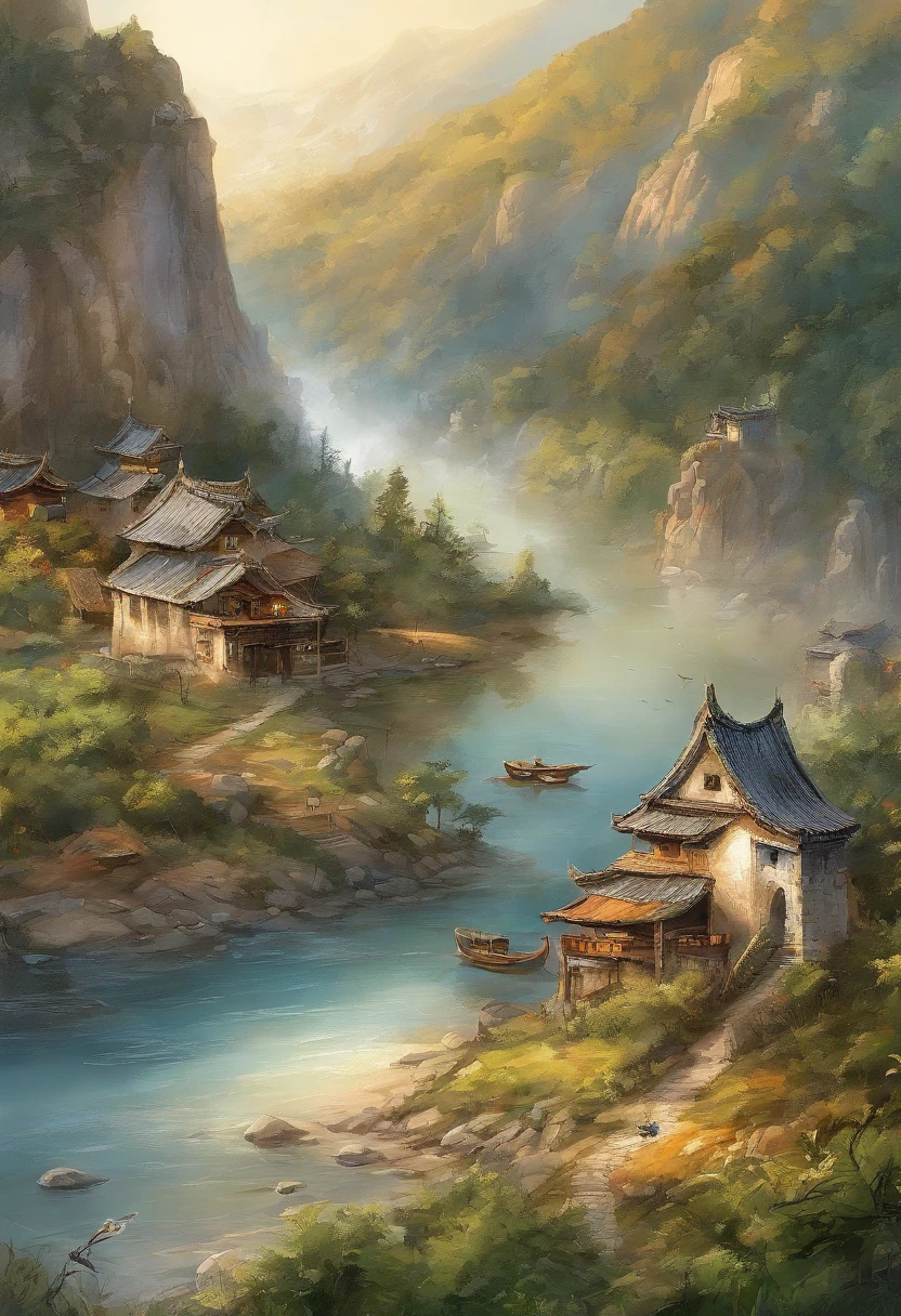 (((Comic storyboard))),comic strip,Two-dimensional picture,Manhwa Style,Makoto Shinkai animation style,Makoto Shinkai animation film art style,Ultra-wide angle of view,China-style,a town with beautiful scenery,Faraway view,Vivid and bright colors,super-fine,ultra - detailed,high qulity,8K ,oc rendered,dynamic viewing angle,Hyper Real,Ultra photo realsisim