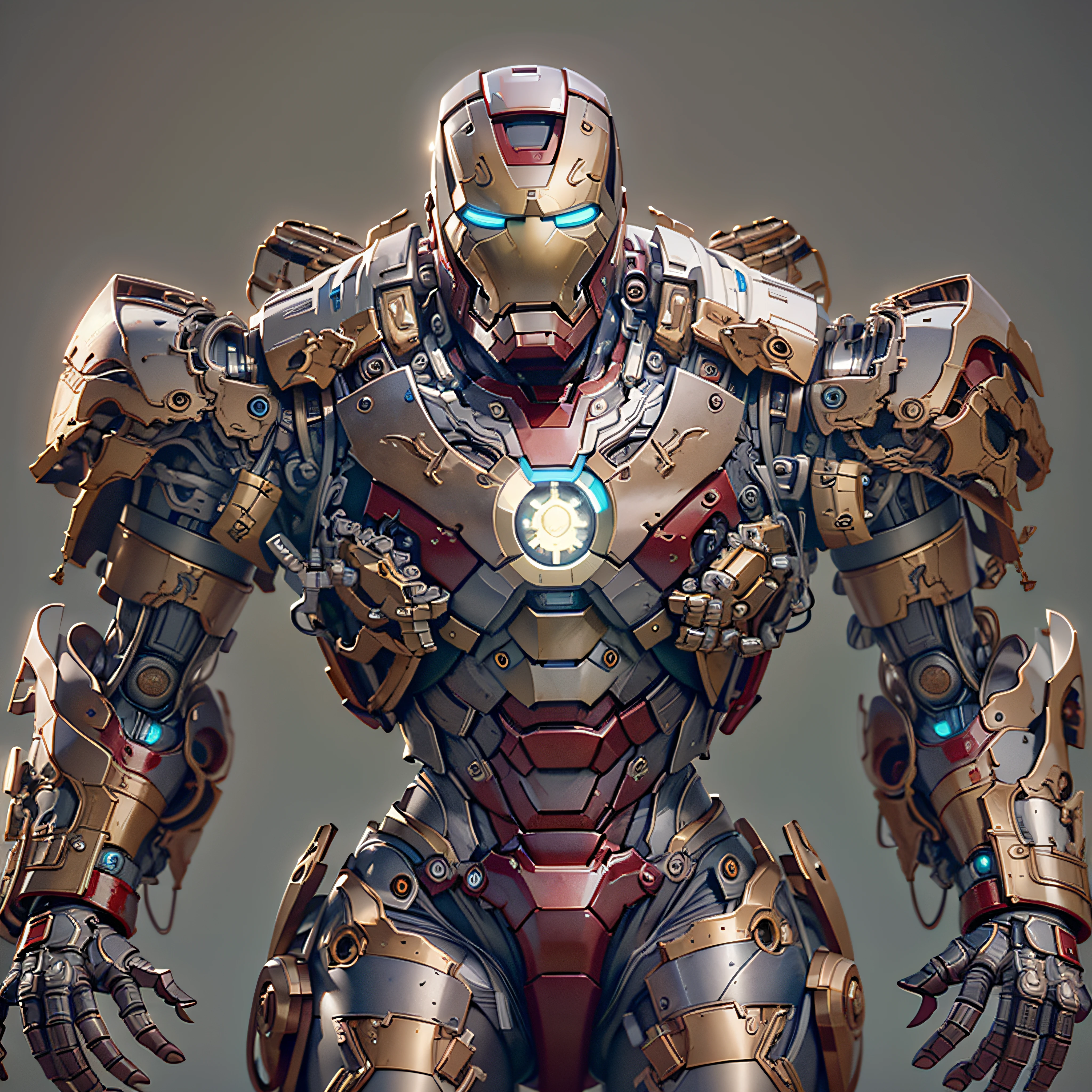 Create some more technological and metallic mechs based on Iron Man, photo-realistic, octane render, unreal engine, ultra-realistic