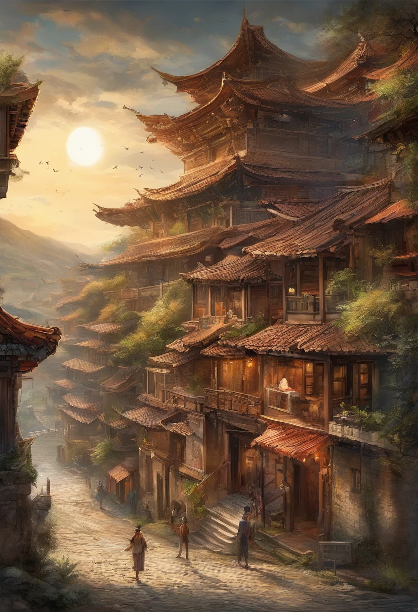 (((Comic storyboard))),comic strip,Two-dimensional picture,Manhwa Style,Makoto Shinkai animation style,Makoto Shinkai animation film art style,Ultra-wide angle of view,China-style,a town with beautiful scenery,Faraway view,Vivid and bright colors,super-fine,ultra - detailed,high qulity,8K ,oc rendered,dynamic viewing angle,Hyper Real,Ultra photo realsisim