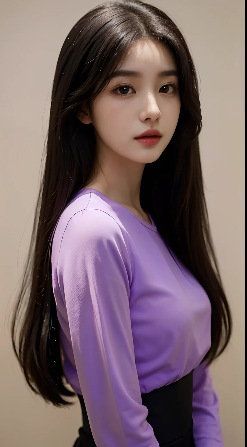 arafed woman with long hair and a purple top posing for a picture, 🤤 girl portrait, xision wu, realistic. cheng yi, korean girl, sakimichan, wenfei ye, young asian girl, heonhwa choe, captured on canon eos r 6, a young asian woman, jaeyeon nam, xintong chen, asian girl