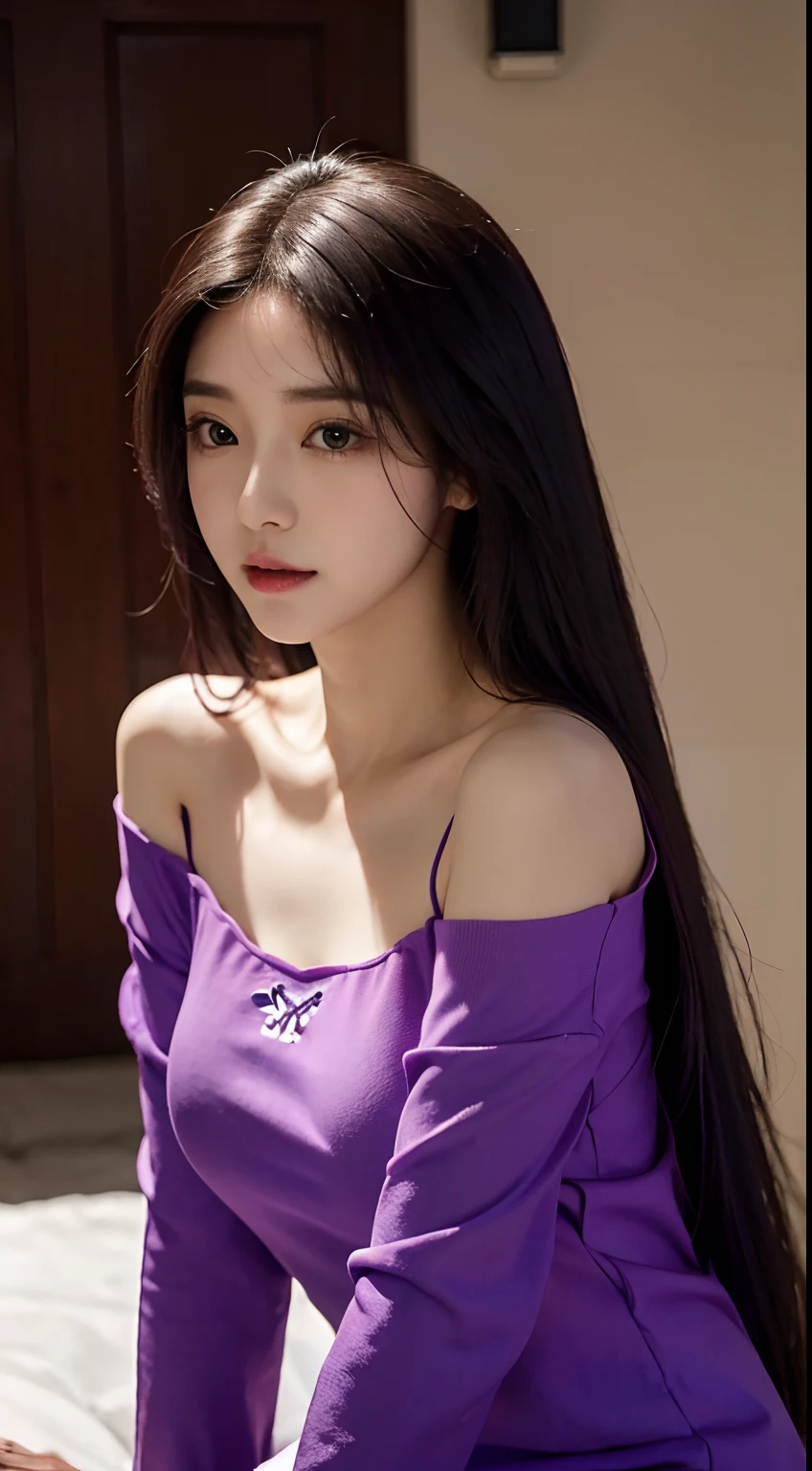 arafed woman with long hair and a purple top posing for a picture, 🤤 girl portrait, xision wu, realistic. cheng yi, korean girl, sakimichan, wenfei ye, young asian girl, heonhwa choe, captured on canon eos r 6, a young asian woman, jaeyeon nam, xintong chen, asian girl