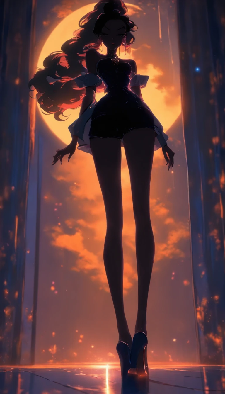 (Silhouette art,best quality,top quality,masterpiece,4k,)(fashion models),necklace,choker,collar,
(((arte em papel cortado,A world where only black exists:1.2)，
(style of 90s retro image,classical,fairy),1lady,Solo,slim body,perfect female shape,epic quality,elegant and beautiful,(kneeling up,)
(profile:1.2),ray tracing,movie level lighting，Cinematic storyboard，high heels,Moonlight,The moon behind,beautiful thighs,thin thighs,Delicate legs,beautiful legs,sexy legs,long legs)),Slender,
sunder
(Dark moon),caucasus,((bloomers,School uniform))