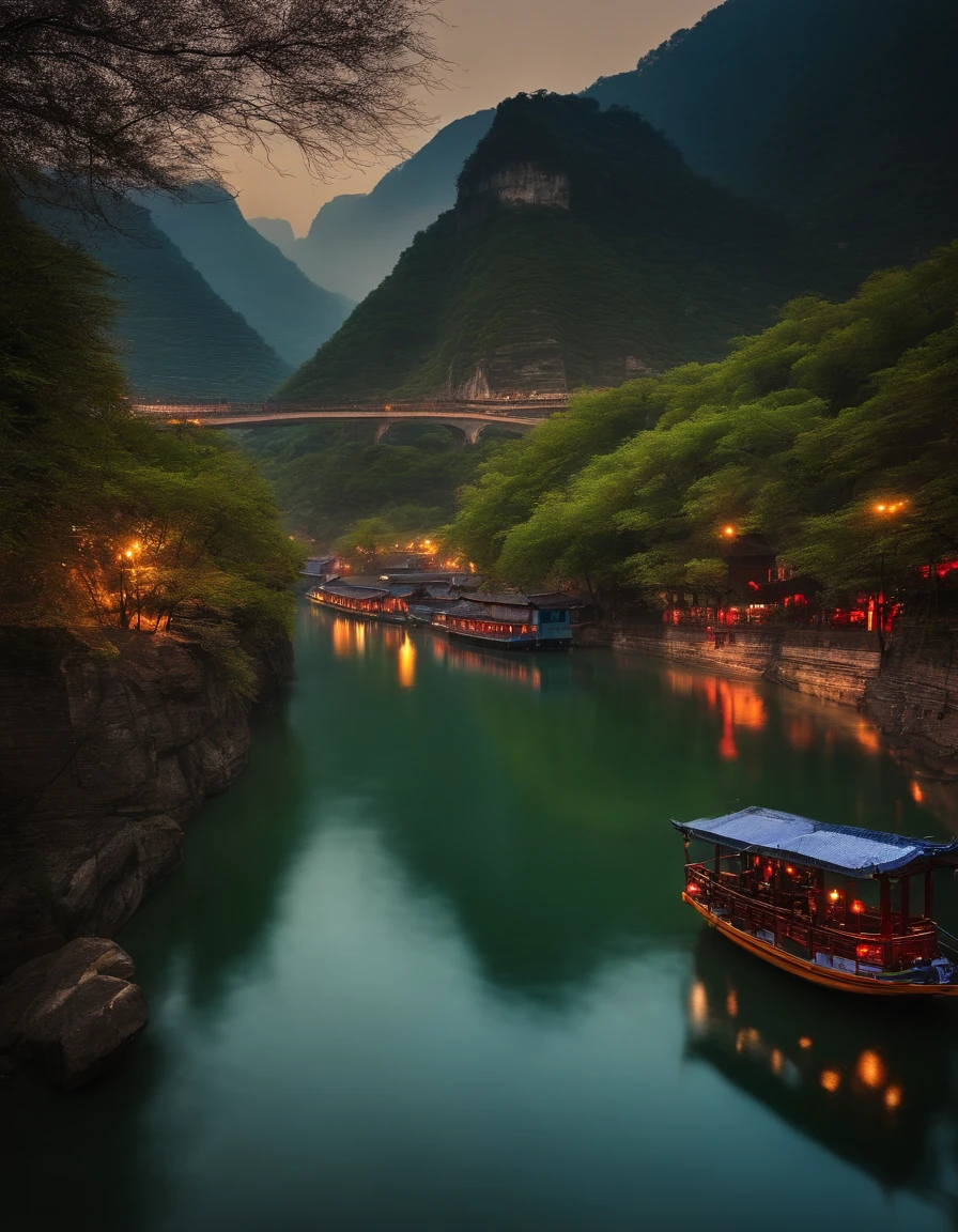 The dim twilight rain drifted towards the Three Gorges，The spring water of the Manchu River surrounds Shuangliu City。