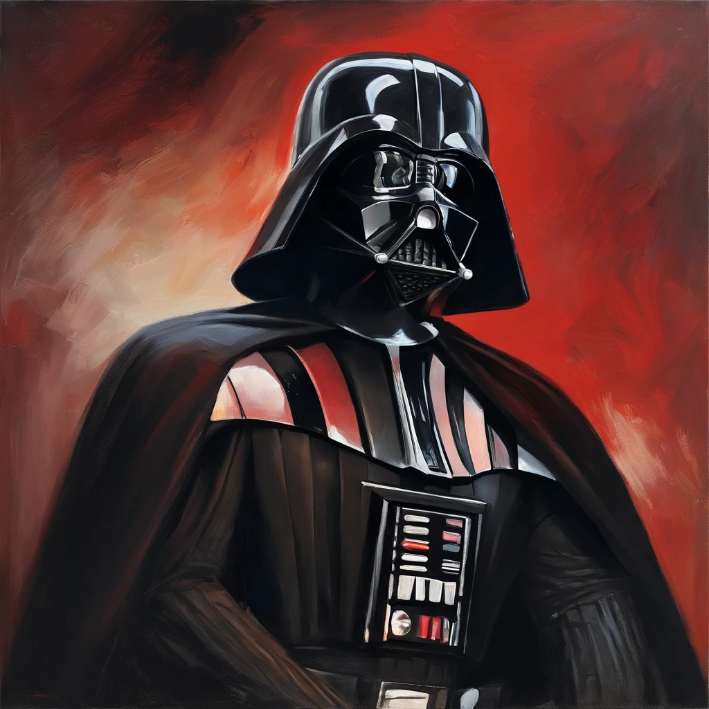 Peinture de Dark Vador dans un casque noir avec une cape rouge, Portrait de Dark Vador, Portrait de Dark Vador, Dark vador, Father, Focus sur Dark Vador, Dark vador, Art Star Wars, Casque Dark Vador, Dark side, Lucasfilm Jesper Ejsing, Casque sombre, The dark side, stefan koidl inspired, imperial portrait, Star Wars Digital Art
