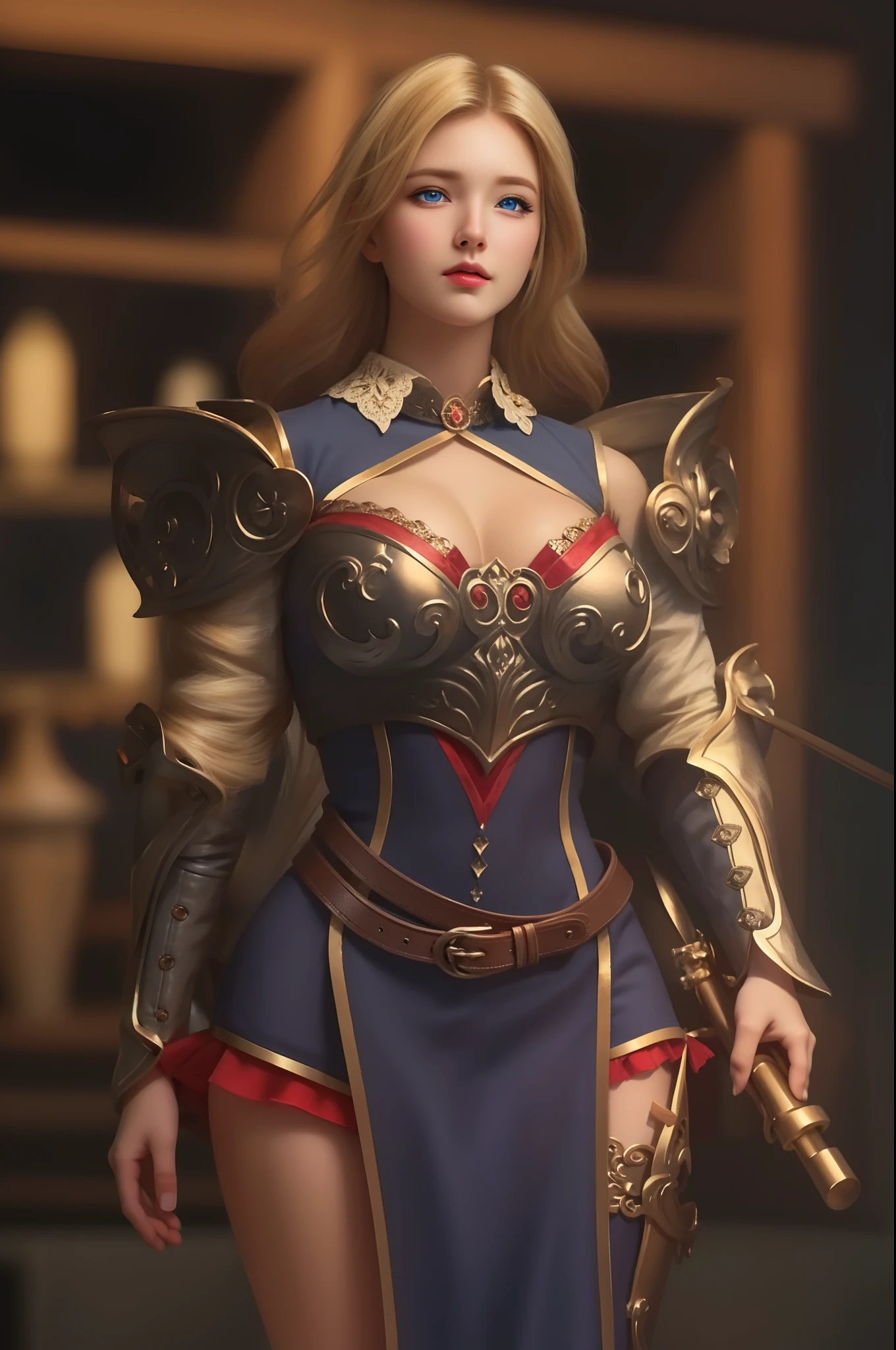 (hyperrealistic), (illustration), (high resolution), (8K), (extremely detailed), (best illustration), (beautiful detailed eyes), (best quality), (ultra-detailed), (masterpiece), (wallpaper), (photorealistic), (natural light), (rim lighting), (detailed face), (high detailed realistic skin texture), (anatomically correct), (solo), (1 girl), (high detailed realistic hair), (blonde hair:1.35), (heterochromic eyes), (detailed eyes), (blue eyes:1.37), (sparkling eyes), (realistic big breasts:1.5), (exposed breasts:1.35), (long legs), (slender abs), (dynamic pose), (closed tiny mouth:1.3), nsfw, concentrated expression.