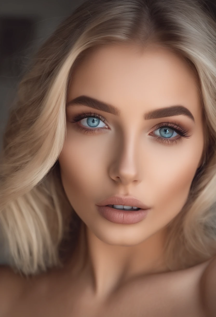 Sexy girl with blue eyes, portrait sophie mudd, portrait corinna kopf, blonde hair and large eyes, Selfie einer jungen Frau, Augen im Schlafzimmer, Violet Myers, ohne Make-up, Natural makeup, Blick direkt in die Kamera, Gesicht mit Artgram, dezentes Make-up, Stunning full body shot, im Schlafzimmer, Spaltung, nackt, pussy, full entire body, realistisch, sexy