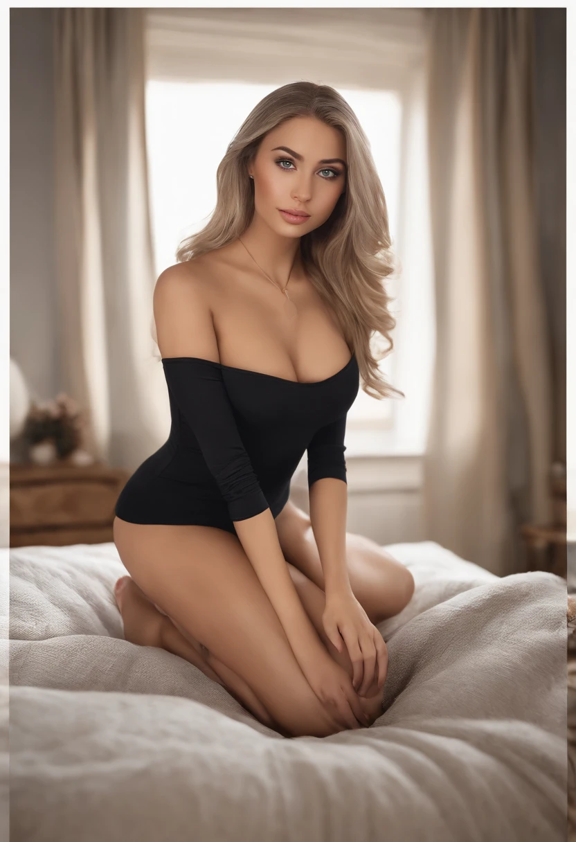 arafed woman fully , sexy girl with blue eyes, ultra realistic, meticulously detailed, portrait sophie mudd, blonde hair and large eyes, selfie of a young woman, bedroom eyes, violet myers, without makeup, natural makeup, picture of the back , face with artgram, subtle makeup, stunning full body shot kneeling on bed, in bedroom, medium to large size bust; naked, medium to large butt, angle that shows butt, tight butt atomically perfect,