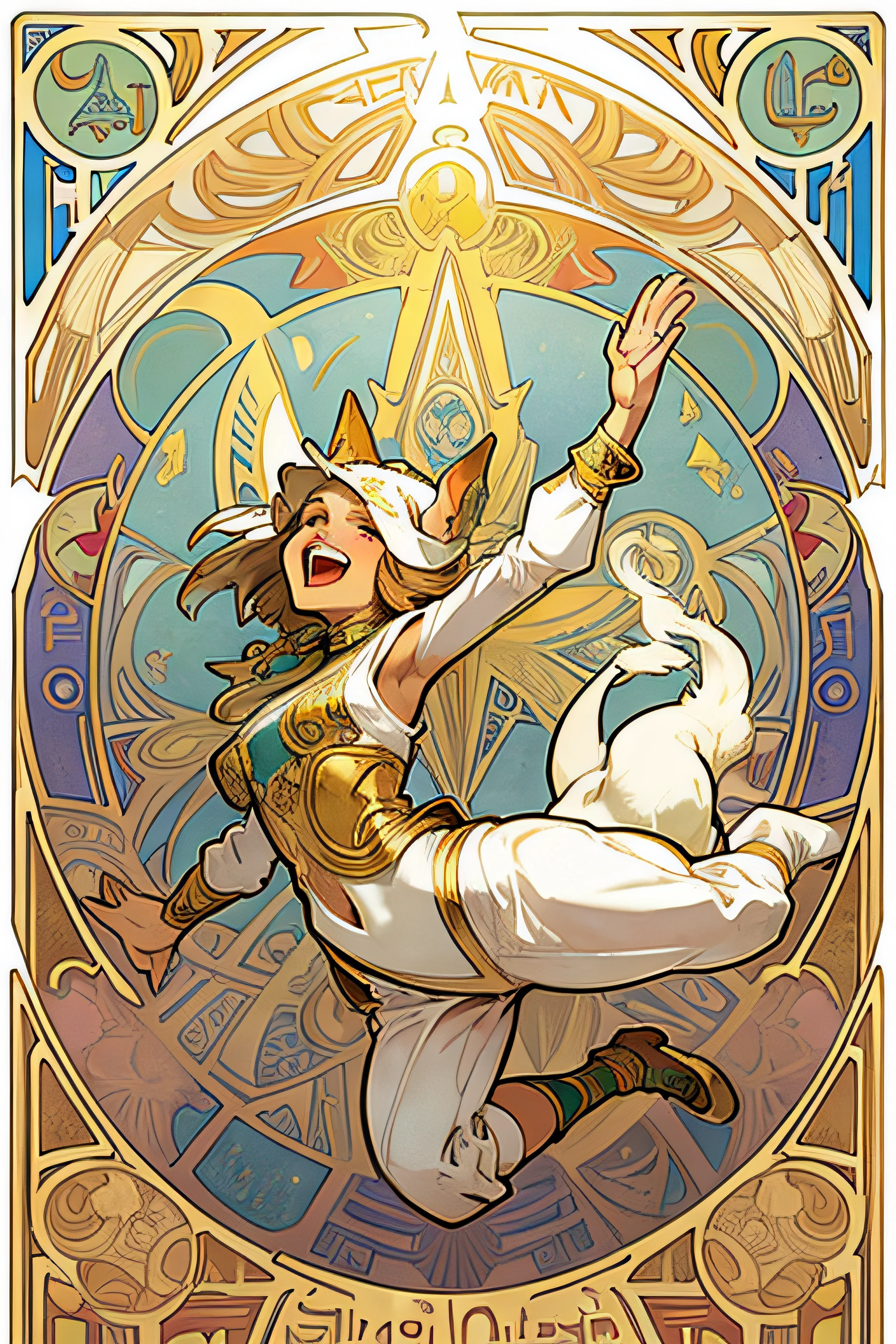 Egypt, Alphonse Mucha, White dog rejoices, Glad jump