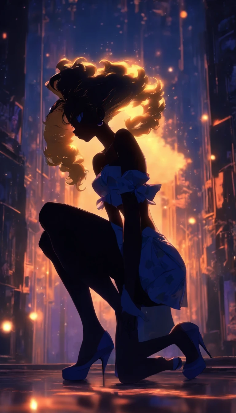 (Silhouette art,best quality,top quality,masterpiece,4k,)(fashion models),
(((arte em papel cortado,A world where only black exists:1.2),
(style of 90s anime portraition),1lady,Solo,slim body,perfect female shape,epic quality,dancing,elegant and beautiful body,
(profile:1.2),ray tracing,movie level lighting,Cinematic storyboard,high heels,Moonlight,The moon behind,beautiful thighs,thin thighs,Delicate legs,beautiful legs,sexy legs,long legs)),Slender,
sunder
(Dark moon)
white skin,white,Textured glass background,staying in a completely dark World,