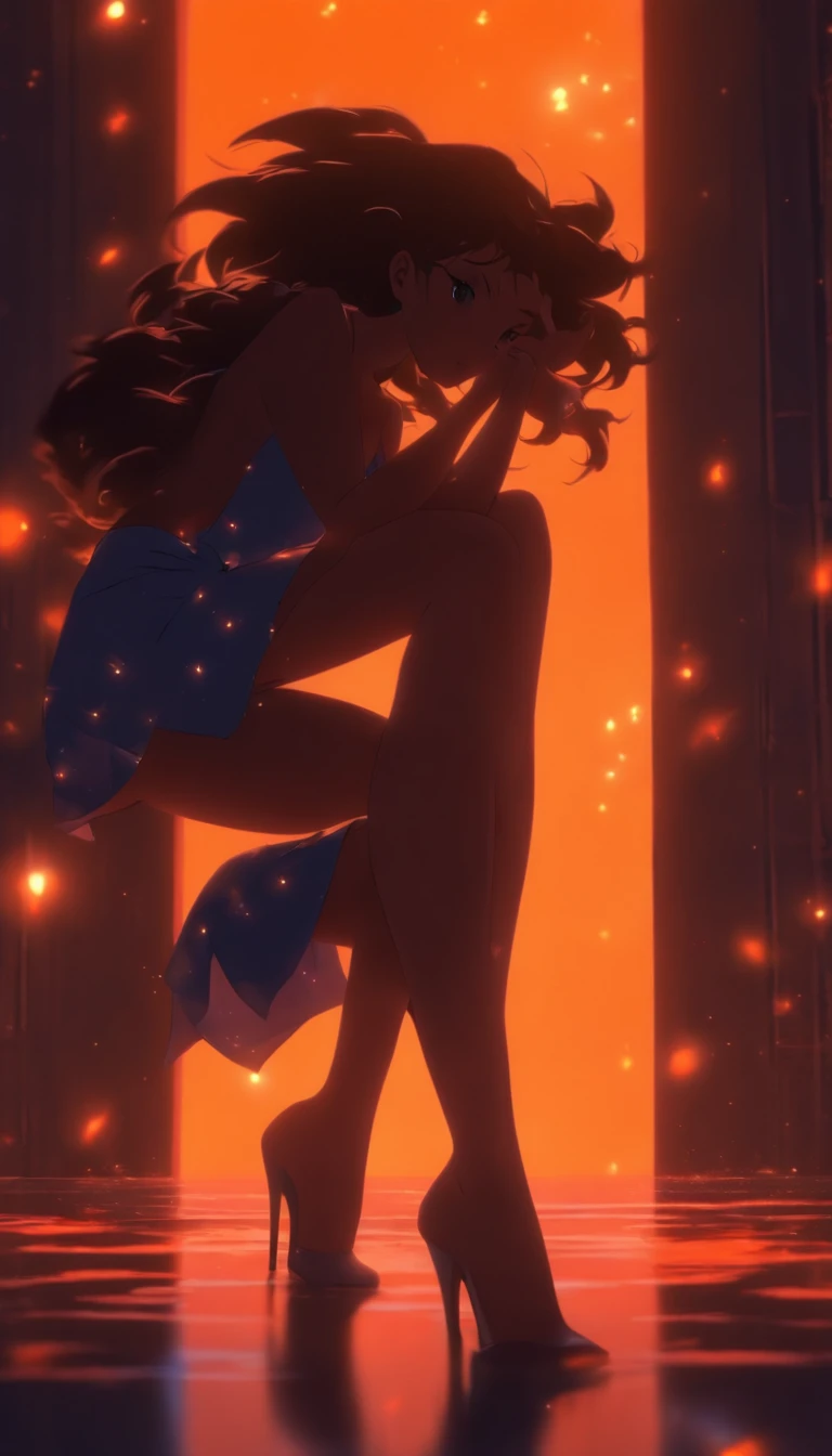 (Silhouette art,best quality,top quality,masterpiece,4k,)(fashion models),
(((arte em papel cortado,A world where only black exists:1.2),
(style of 90s anime portraition),1lady,Solo,slim body,perfect female shape,epic quality,elegant and beautiful,(kneeling up,)
(profile:1.2),ray tracing,movie level lighting,Cinematic storyboard,high heels,Moonlight,The moon behind,beautiful thighs,thin thighs,Delicate legs,beautiful legs,sexy legs,long legs)),Slender,
sunder
(Dark moon)
white skin,white,Textured glass background,staying in a completely dark World,