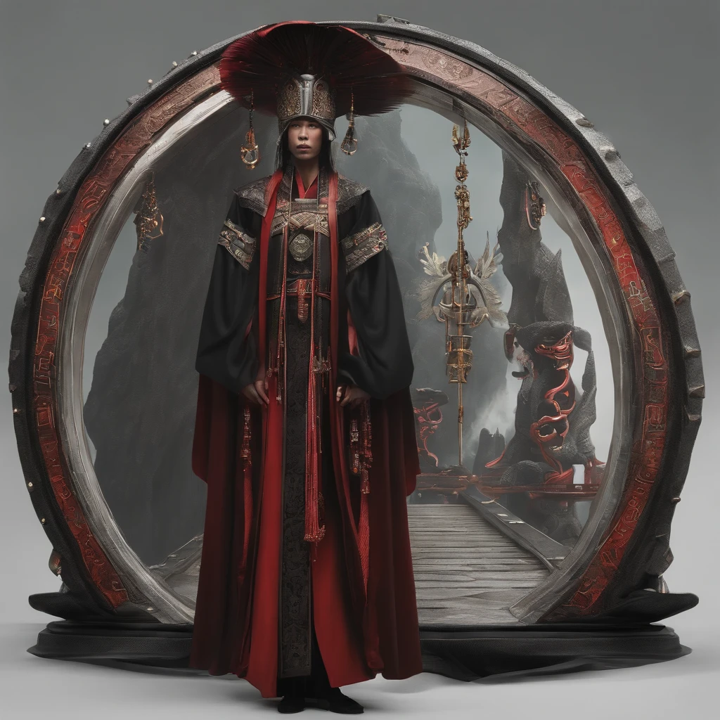 cyber punk perssonage,Taoist robes,cultivating immortals,water ink,High hills,self-assured,Fairy wind road bone,Blood flow in the background
