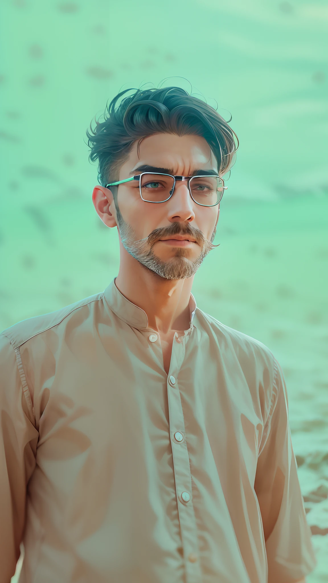 Remove the backround and add sea stype change the hair style and change the soot and add the new stlylish shart and add smart glasses and beard stytle