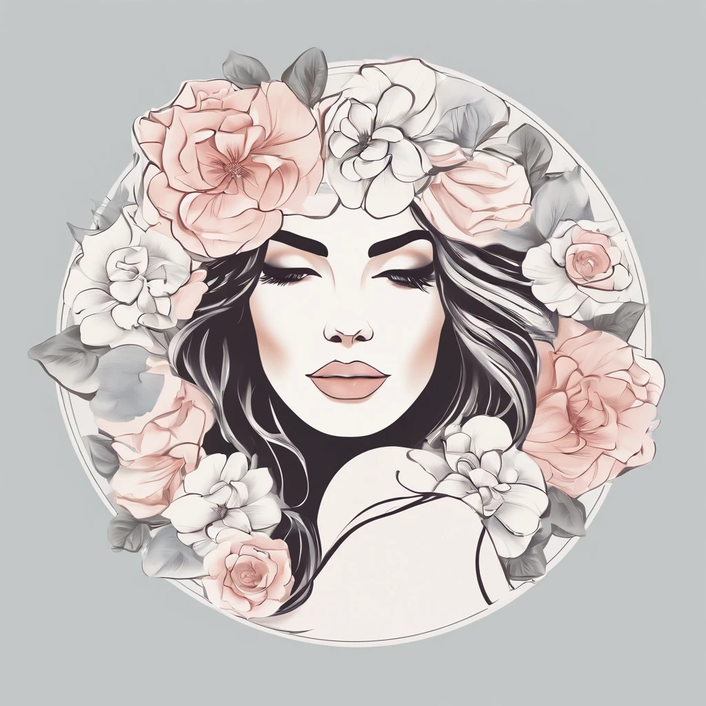 Logo for a line of women's cosmetics, flower petals, soft tones, vector image