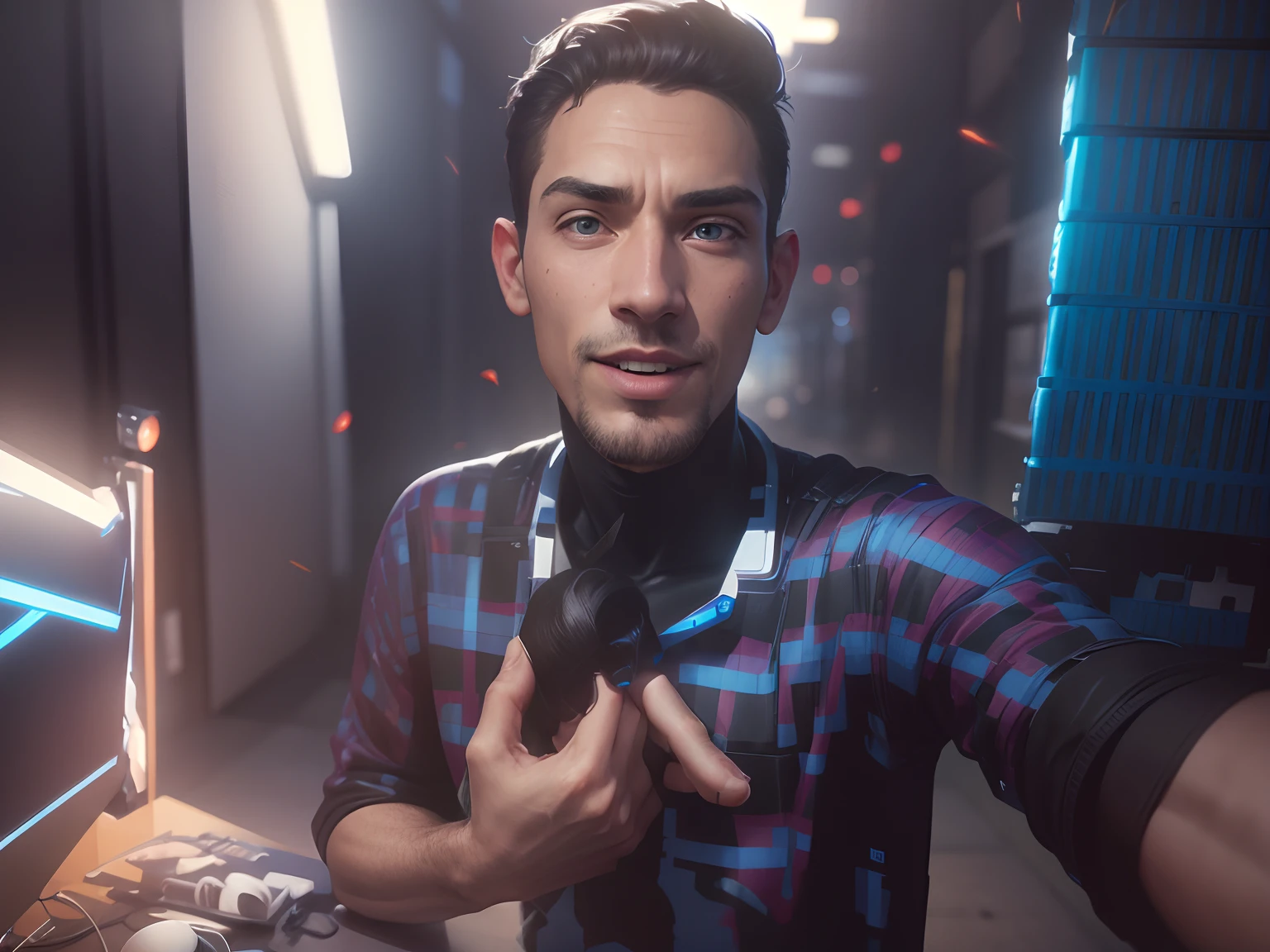 Changer background, cyber prank ,8k ultra realistic face.