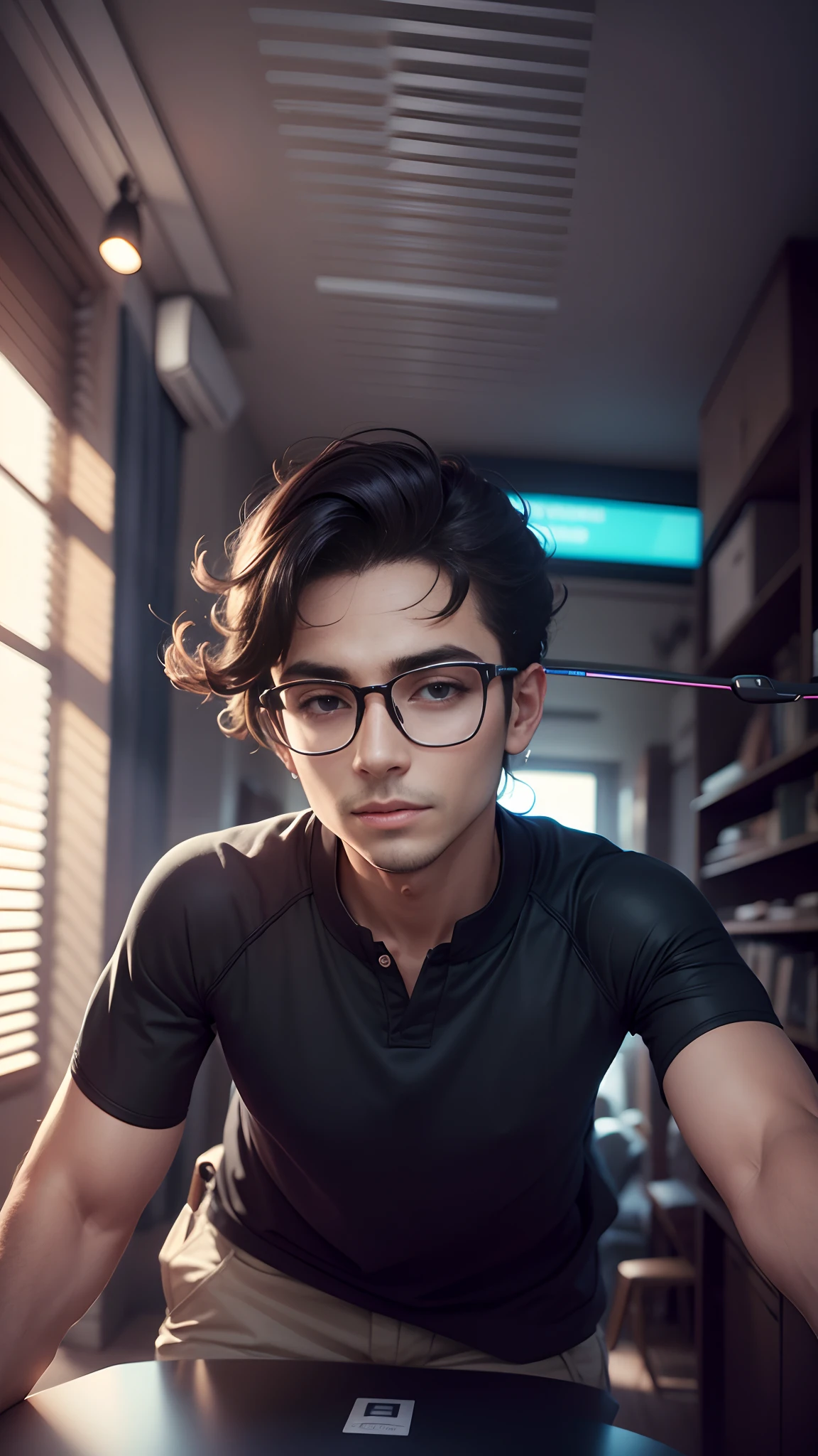 Add new backround and add te shart smart glasses new hiar style