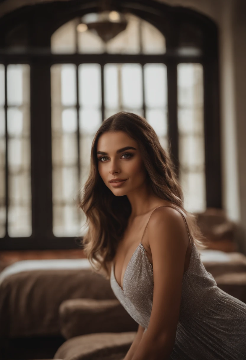 mulher arafed totalmente , totalmente sem roupas, com olhos castanhos, ultra realistic, meticulosamente detalhado, Retrato Sophie Mudd, cabelos castanhos e olhos grandes, selfie de uma jovem mulher, Olhos de Dubai, Violeta Myers, sem maquiagem, maquiagem natural, Looking directly at the camera, Rosto com ArtGram, maquiagem sutil, impressionante tiro de corpo inteiro ajoelhado na cama, no quarto, medium to large bust