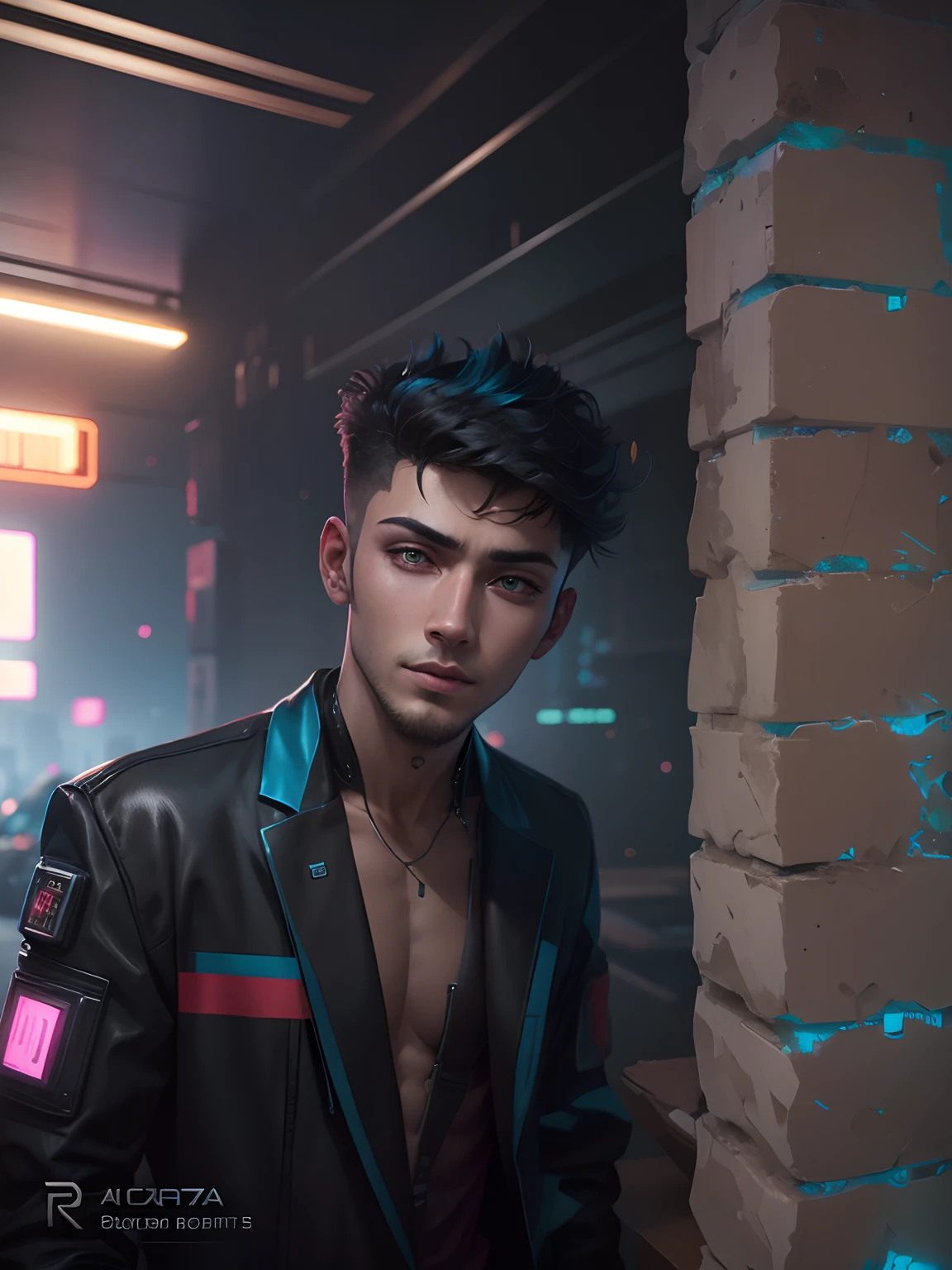 cyberpunk handsome boy ultra realistic with cat, --v 4