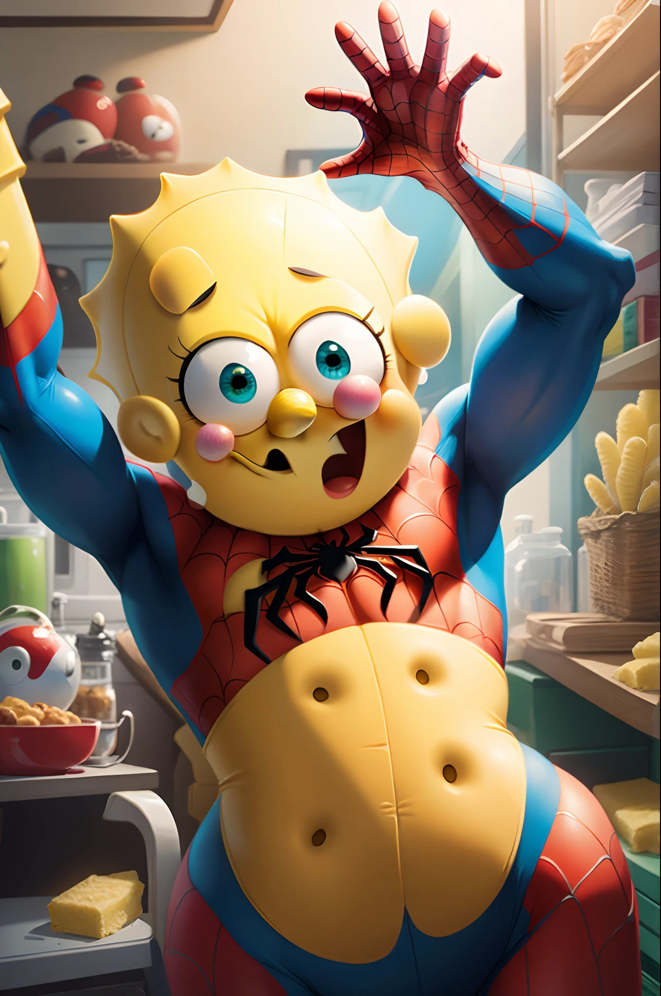 Real Human，SpongeBob，Game model，cinematic style，Material: Rubber，Ultra-high pixel