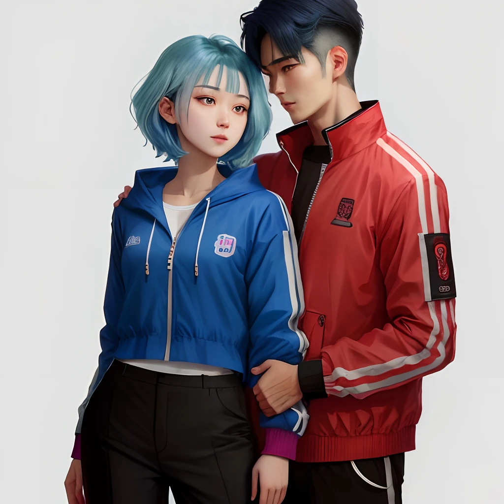 blue hair,Heteropupil,校服,Manteau,shorter pants,Inner pick dye,Eichhornia,Handsome,female pervert