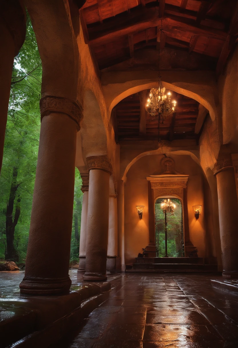 rain flowing under the roof