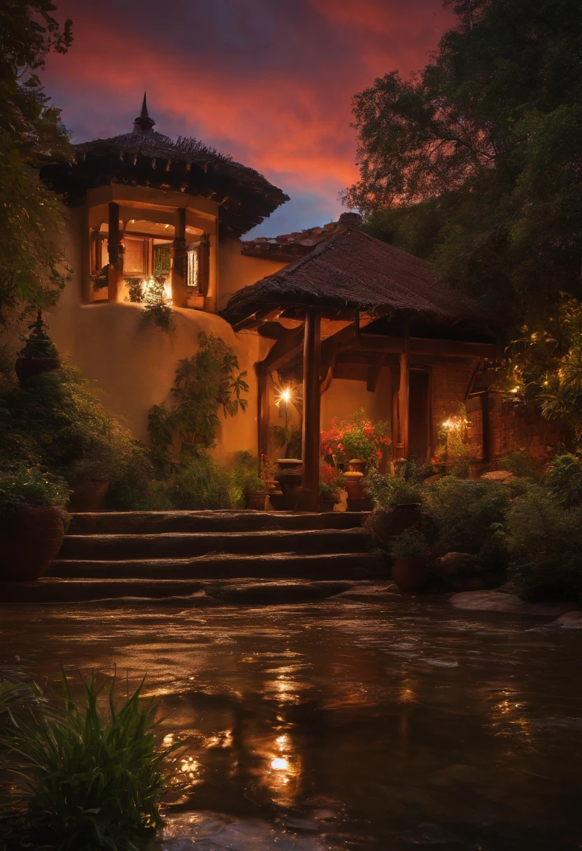 rain flowing under the roof