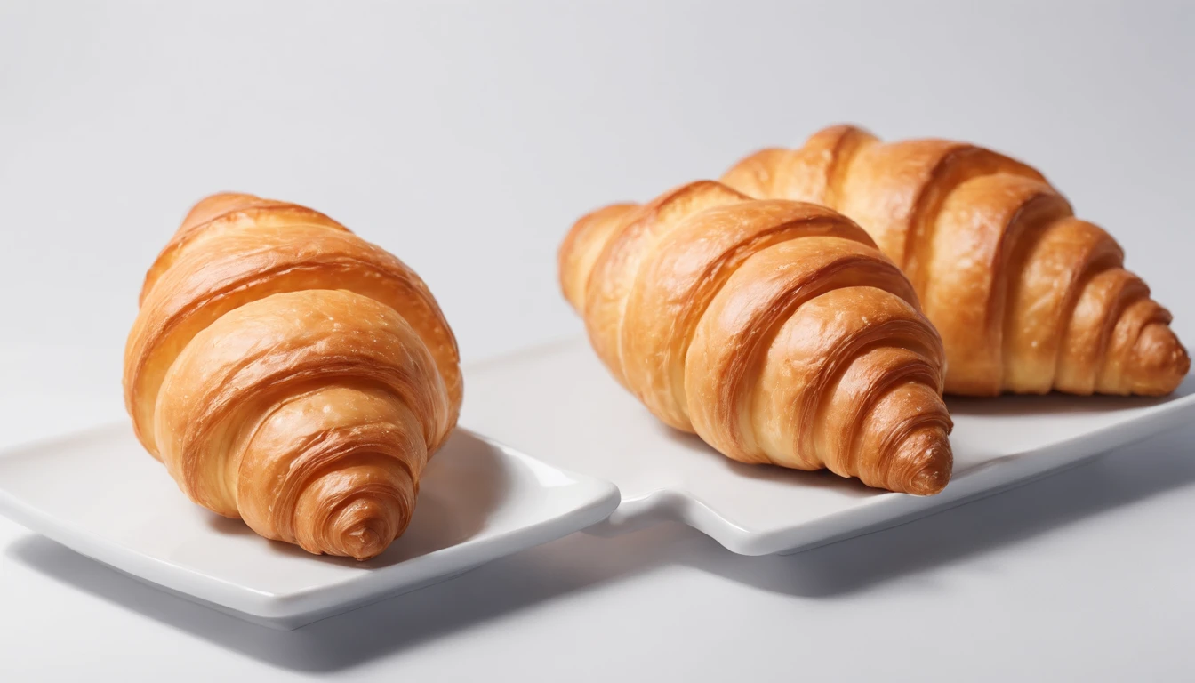 8K, Raw photo, Best Quality, masutepiece,Realistic, Photorealsitic,Clear focus, ,Professional Lighting,Front lighting,BRAEK,White background,croissant