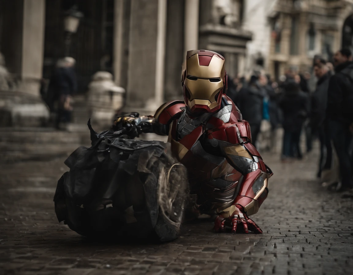 Personagem da marvel, iron man, fofo, menino, realista,