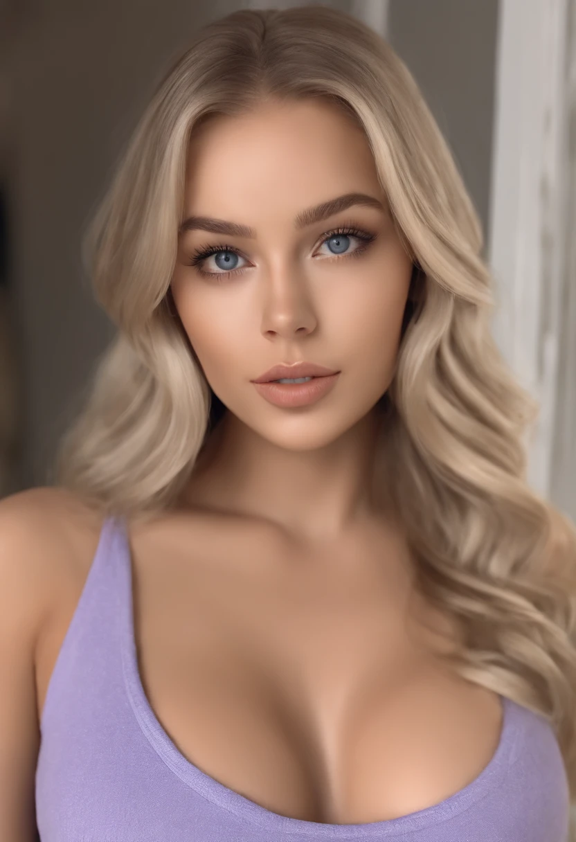 arafed woman fully , sexy girl with blue eyes, ultra realistic, meticulously detailed, portrait sophie mudd, blonde hair and large eyes, selfie of a young woman, bedroom eyes, violet myers, without makeup, natural makeup, looking directly at the camera, face with artgram, subtle makeup, stunning full body standing, in bathroom, large size bust, showing, no bra, no bottoms,stunning full body shot in a bedroom, medium to large breast, exposed breast, exposed bottoms, wearing nothing, showing, shaved bottom region,, fully. , naked body, atomically perfect breast, large breast