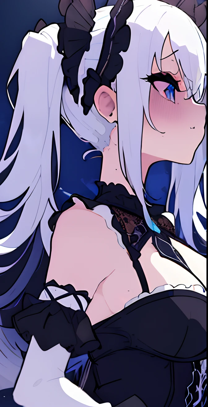 Big Breasts　Black Lingerie　Black garter belt　Black high heels　Bare your chest　Huge breasts：１．４　Very large breasts　Silver Hair　Alley　Big eyes　Very strong highlights　Drooling　Ahegao　Intense Sex　Looks so comfortable　69　Cum on face　Lewd　Nipple piercing　Intense　Ecstatic expression　Perfect Anatomy