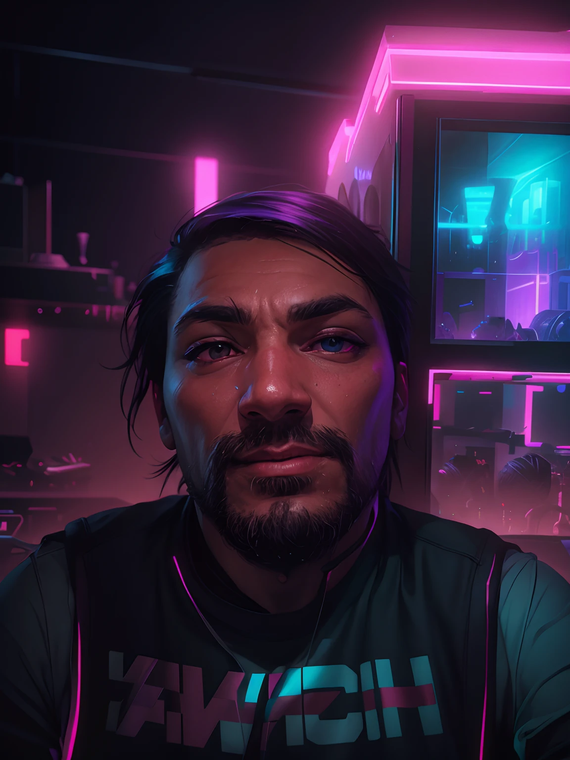gaming look background neon color realistic this image dangerous look gaming character 4k quality