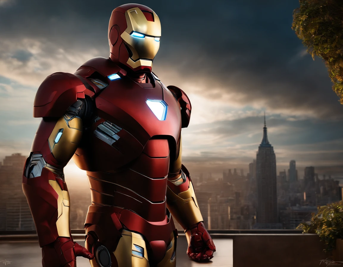 Personagem da marvel, iron man, fofo, menino, realista