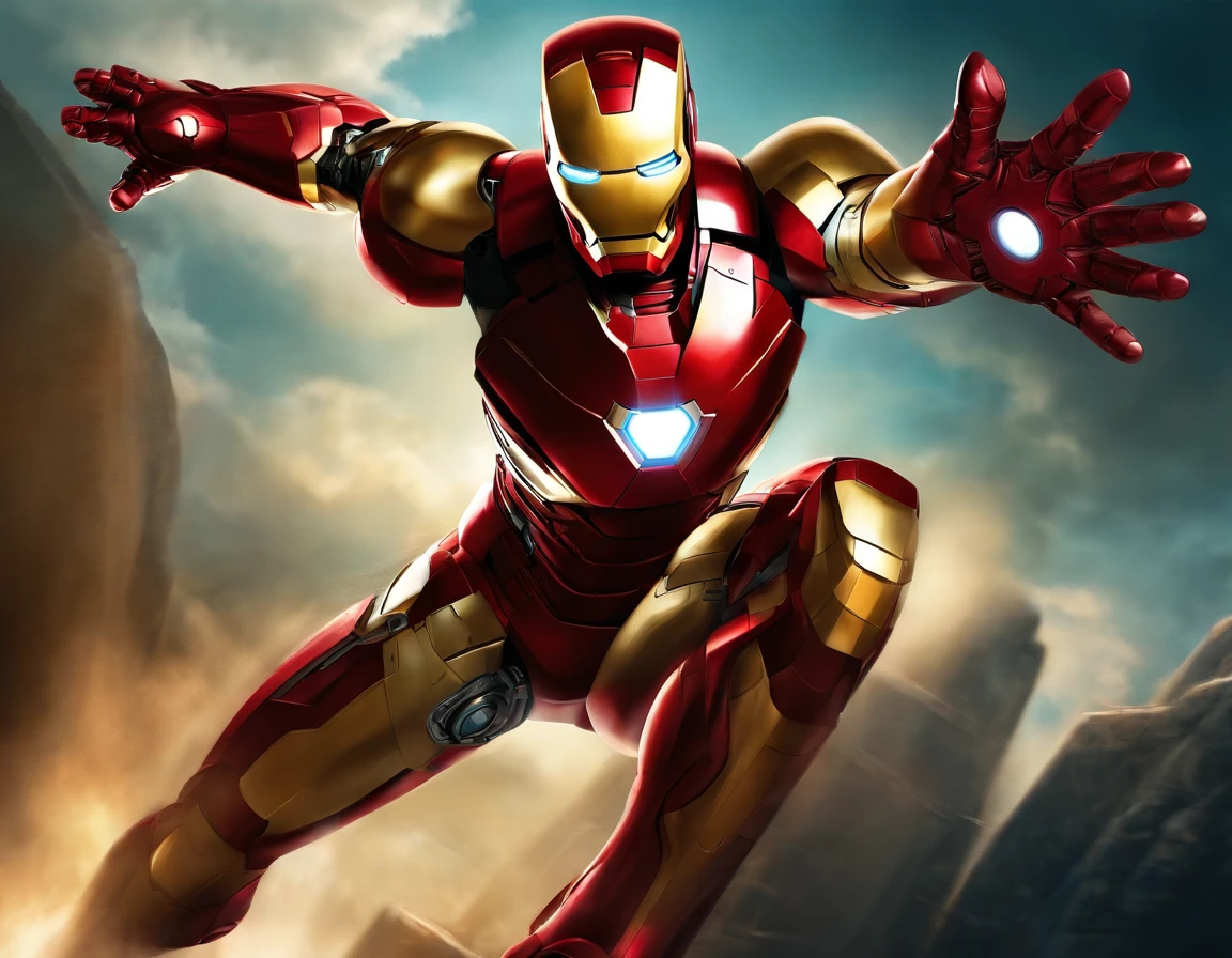Personagem da marvel, iron man, fofo, menino, realista