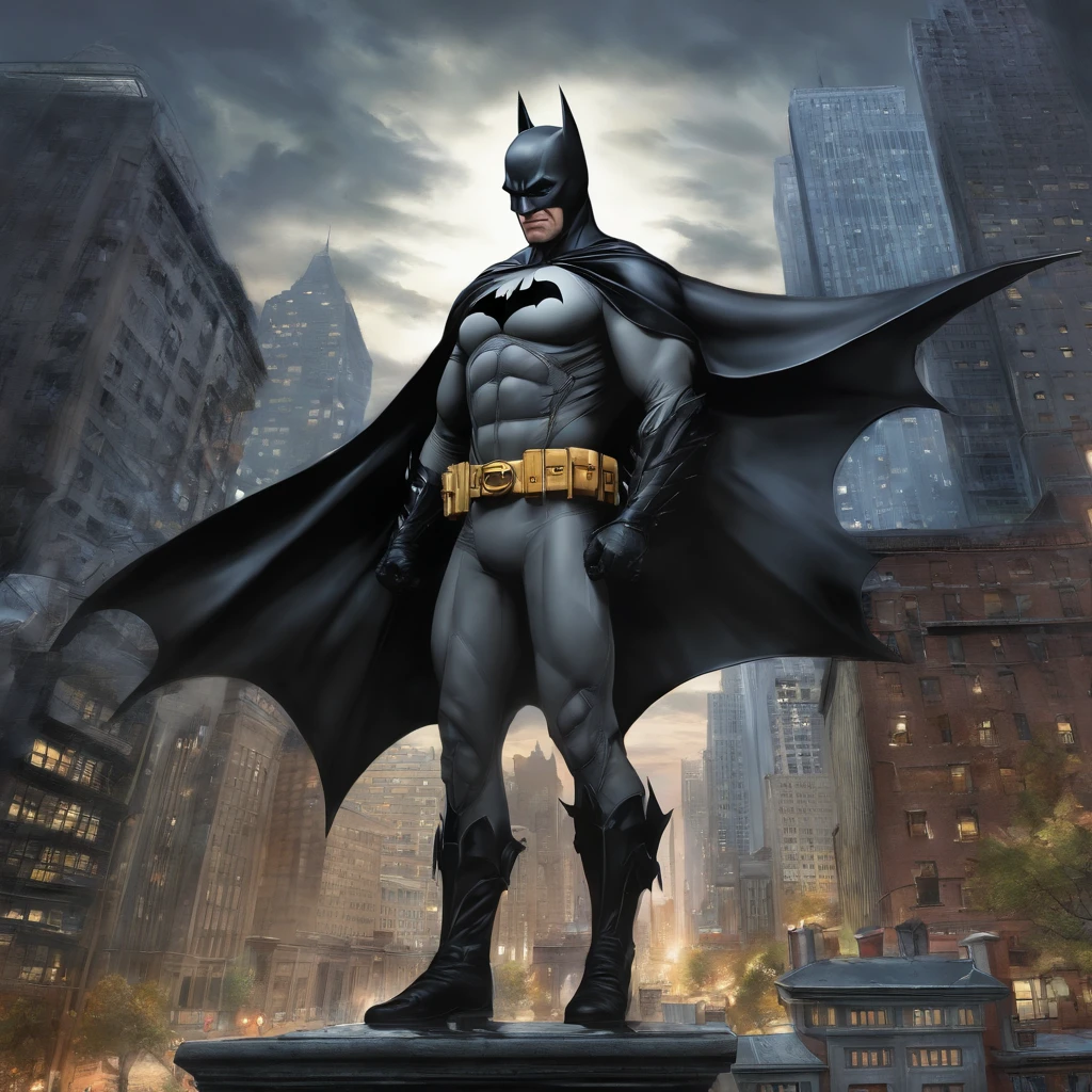 Create a 1950s Batman with the classic costume in a realistic style