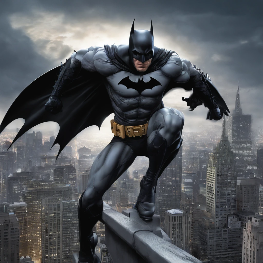 Batman jumping from building, comic