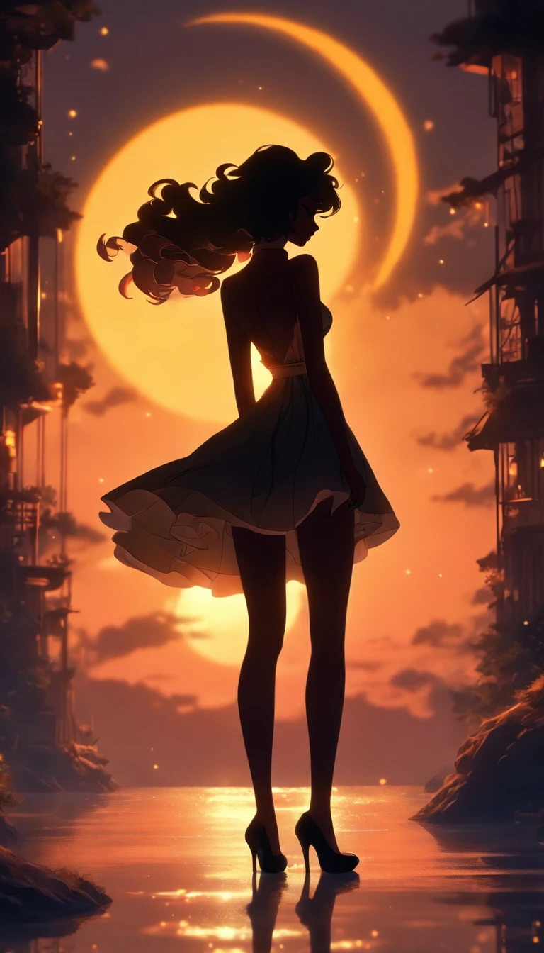 (Silhouette art,)High ponytail,
(((arte em papel cortado,A world where only black exists:1.3),
(Full body shot),1lady,Solo,willowy body,Slim body,plump,
(JK,profile:1.2),White,Moonlight,The moon behind,Delicate legs,Delicate legs,Extremely long legs)),Slender,Beautiful legs,
sunder
(Dark moon)
Textured glass background
