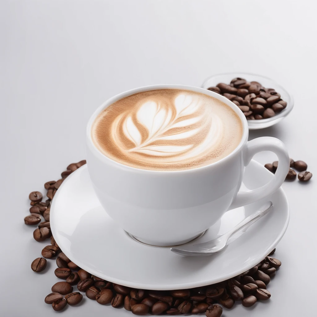 8K, Raw photo, Best Quality, masutepiece,Realistic, Photorealsitic,Clear focus, ,Professional Lighting,Front lighting,BRAEK,White background,Coffee
