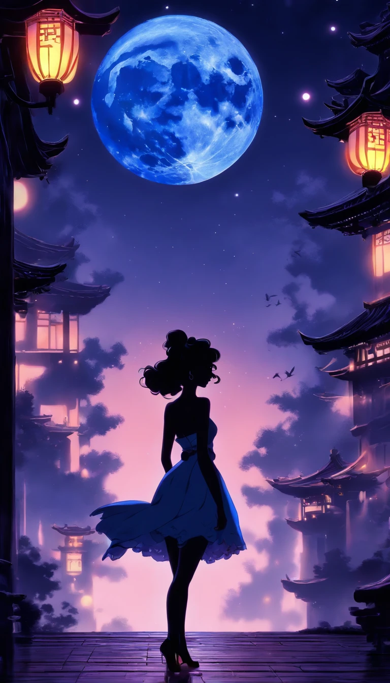 (Silhouette art,best quality,top quality,masterpiece,4k,)(fashion models),necklace,choker,collar,
(((arte em papel cortado,A world where only black exists:1.2),
(style of 90s retro image,classical,fairy),1lady,Solo,slim body,perfect female shape,epic quality,elegant and beautiful,(kneeling up,)
(profile:1.2),ray tracing,movie level lighting,Cinematic storyboard,high heels,Moonlight,The moon behind,beautiful thighs,thin thighs,Delicate legs,beautiful legs,sexy legs,long legs)),Slender,
sunder
(Dark moon),caucasus,((chinese dress))