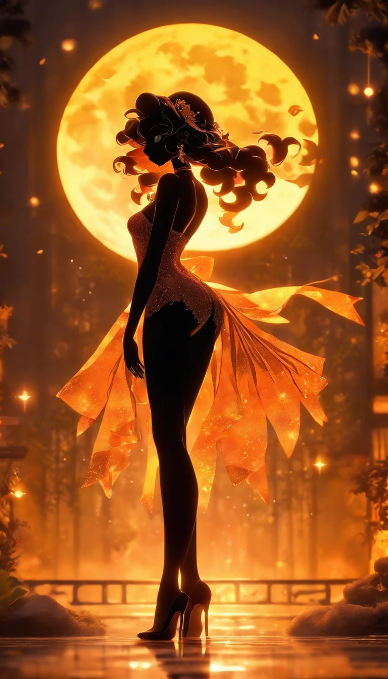 (Silhouette art,best quality,top quality,masterpiece,4k,)(fashion models),necklace,choker,collar,
(((arte em papel cortado,A world where only black exists:1.2)，
(style of 90s retro image,classical,fairy),1lady,Solo,slim body,perfect female shape,epic quality,elegant and beautiful,(kneeling up,)
(profile:1.2),ray tracing,movie level lighting，Cinematic storyboard，high heels,Moonlight,The moon behind,beautiful thighs,thin thighs,Delicate legs,beautiful legs,sexy legs,long legs)),Slender,
sunder
(Dark moon),Tarot card vibe,caucasian,((chinese dress))