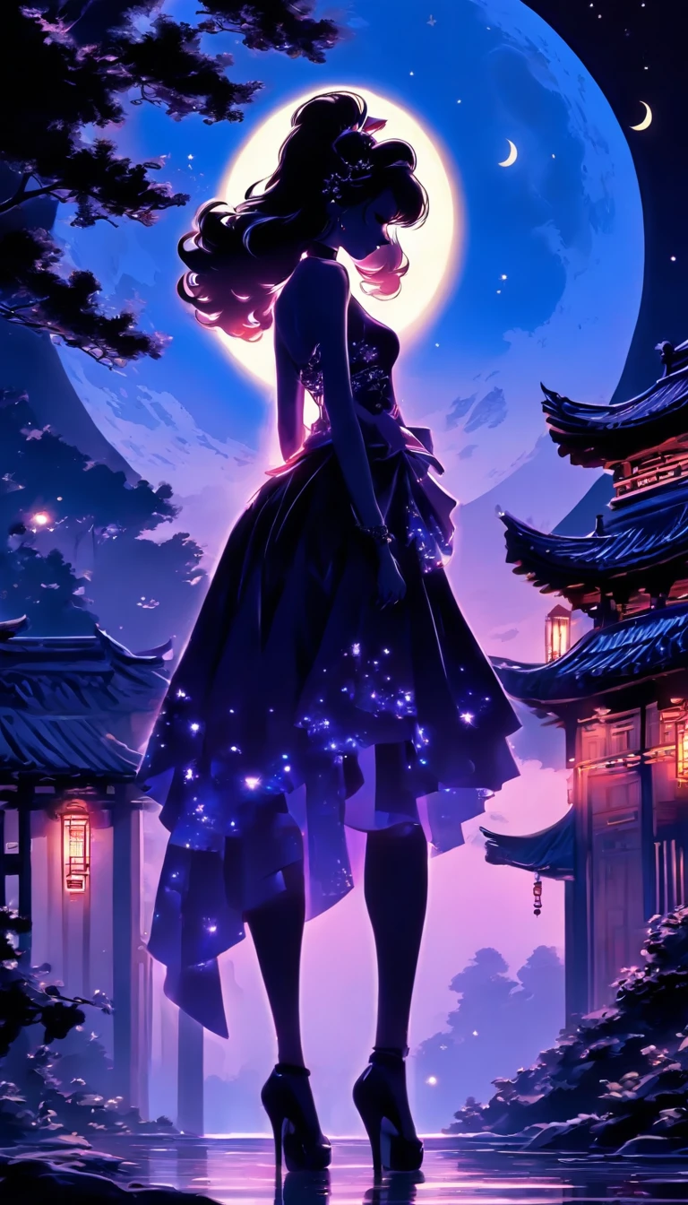 (Silhouette art,best quality,top quality,masterpiece,4k,)(fashion models),necklace,choker,collar,
(((arte em papel cortado,A world where only black exists:1.2),
(style of 90s retro image,classical,fairy),1lady,Solo,slim body,perfect female shape,epic quality,elegant and beautiful,(kneeling up,)
(profile:1.2),ray tracing,movie level lighting,Cinematic storyboard,high heels,Moonlight,The moon behind,beautiful thighs,thin thighs,Delicate legs,beautiful legs,sexy legs,long legs)),Slender,
sunder
(Dark moon),caucasian,((chinese dress)),headveil
