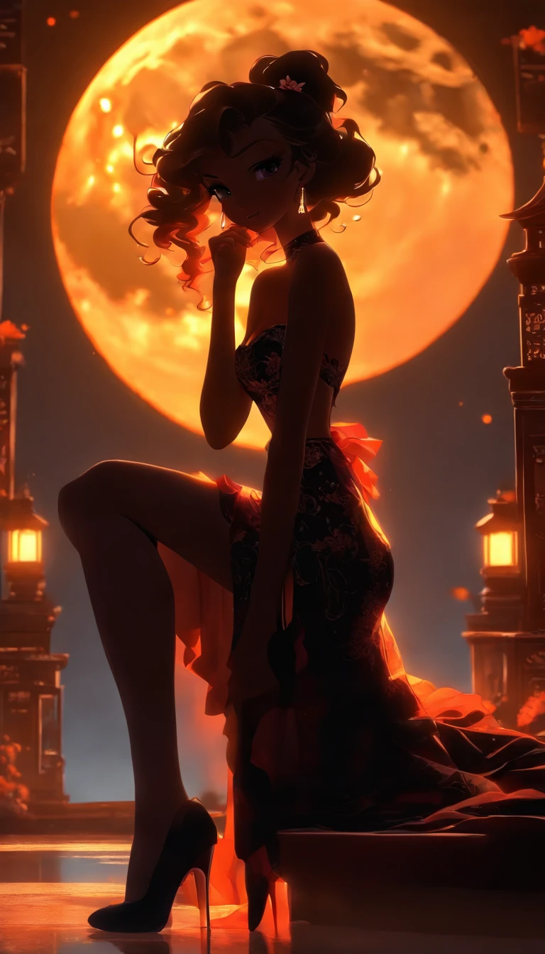 (Silhouette art,best quality,top quality,masterpiece,4k,)(fashion models),necklace,choker,collar,
(((arte em papel cortado,A world where only black exists:1.2),
(style of 90s retro image,classical,fairy),1lady,Solo,slim body,perfect female shape,epic quality,elegant and beautiful,(kneeling up,)
(profile:1.2),ray tracing,movie level lighting,Cinematic storyboard,high heels,Moonlight,The moon behind,beautiful thighs,thin thighs,Delicate legs,beautiful legs,sexy legs,long legs)),Slender,
sunder
(Dark moon),caucasian,((chinese dress)),headveil